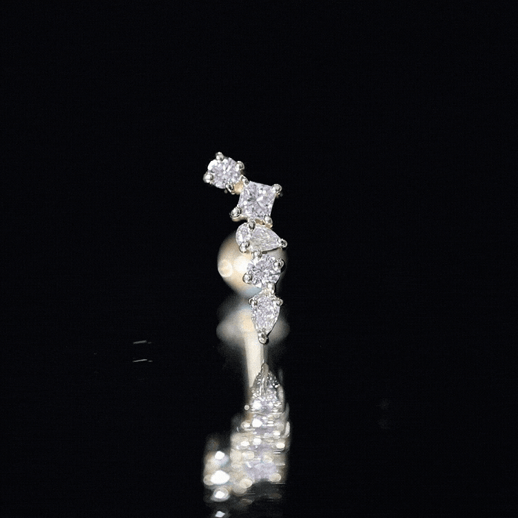 Certified Moissanite Crawler Earring in Prong Setting