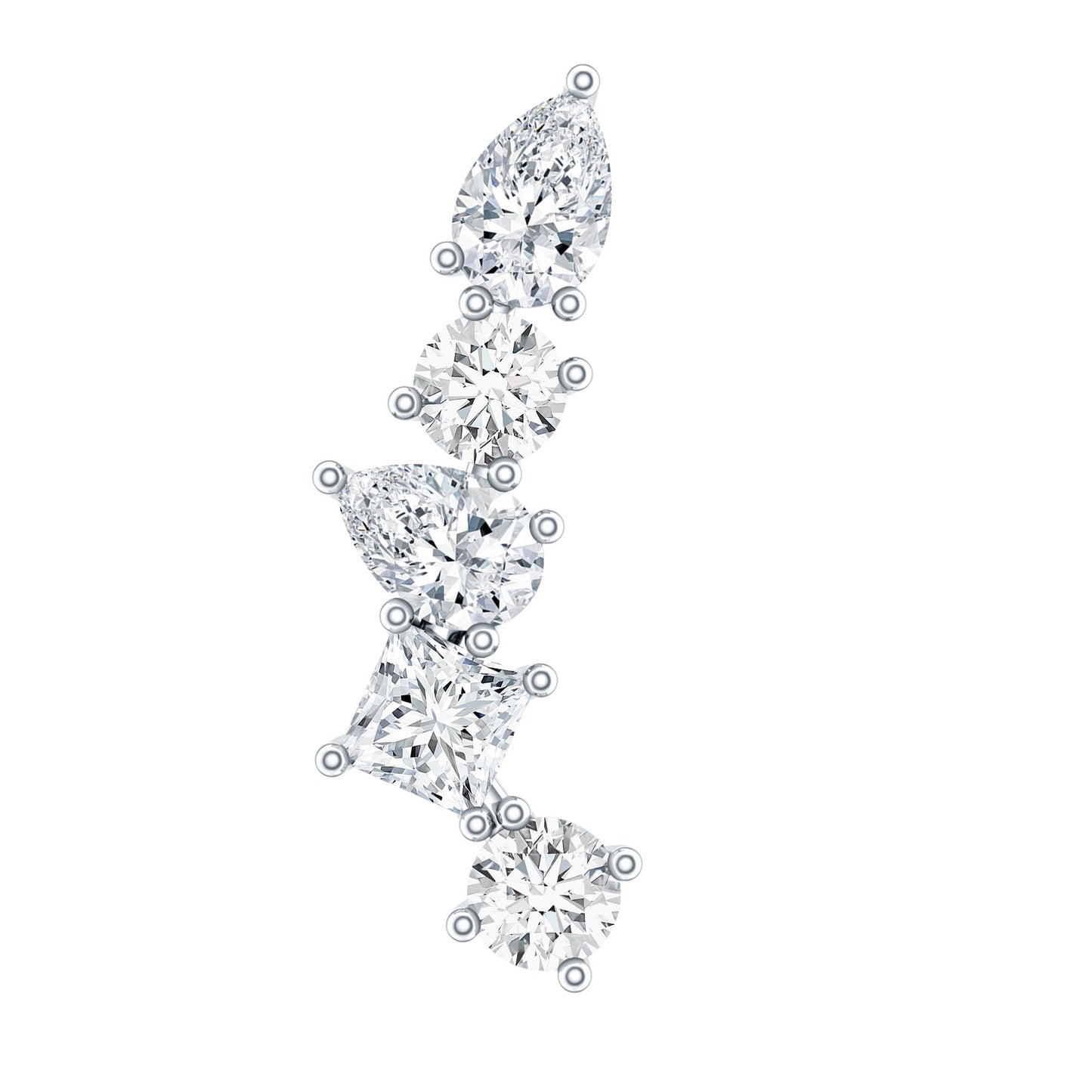 Certified Moissanite Crawler Earring in Prong Setting