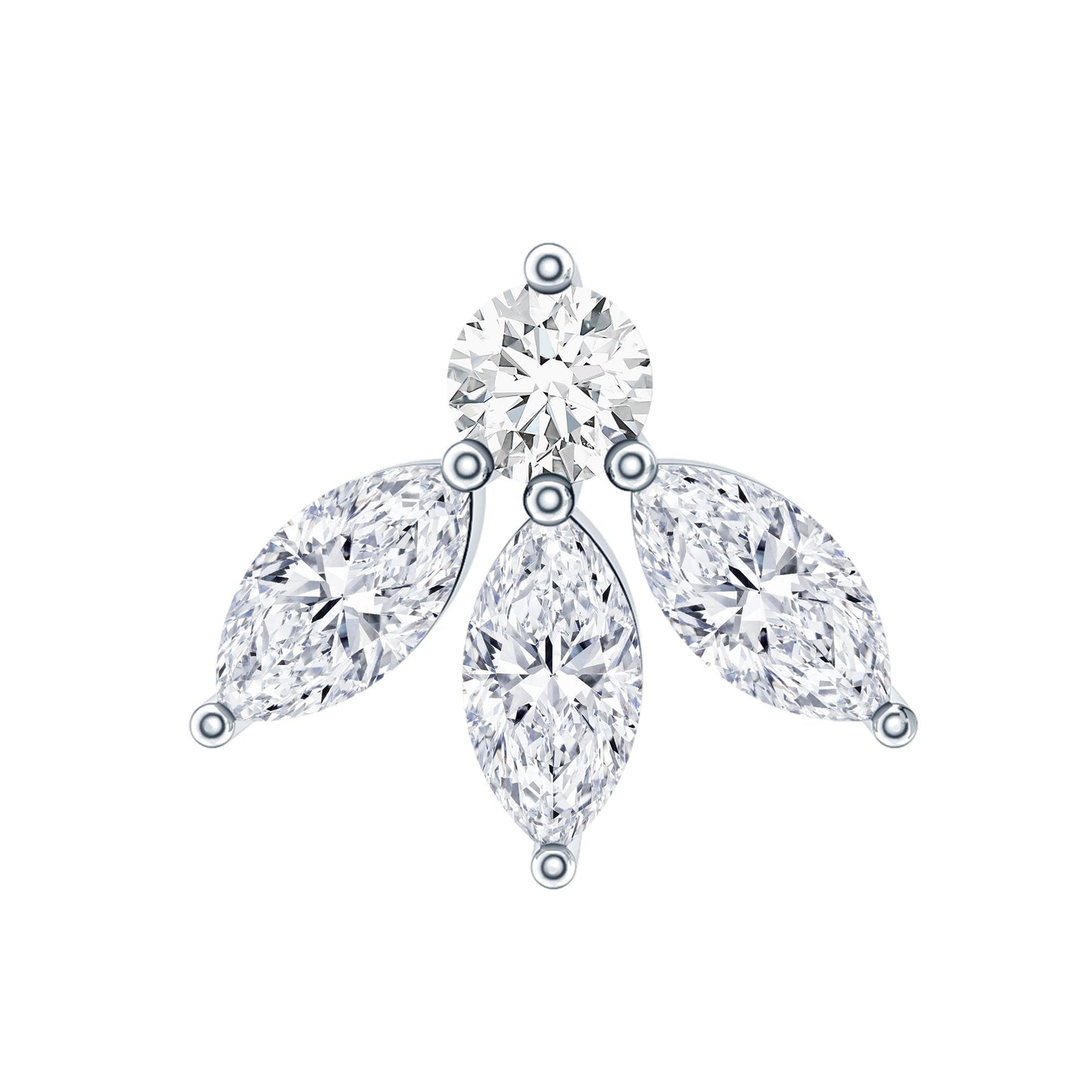 Marquise Shape Diamond Leaf Earring for Helix Piercing