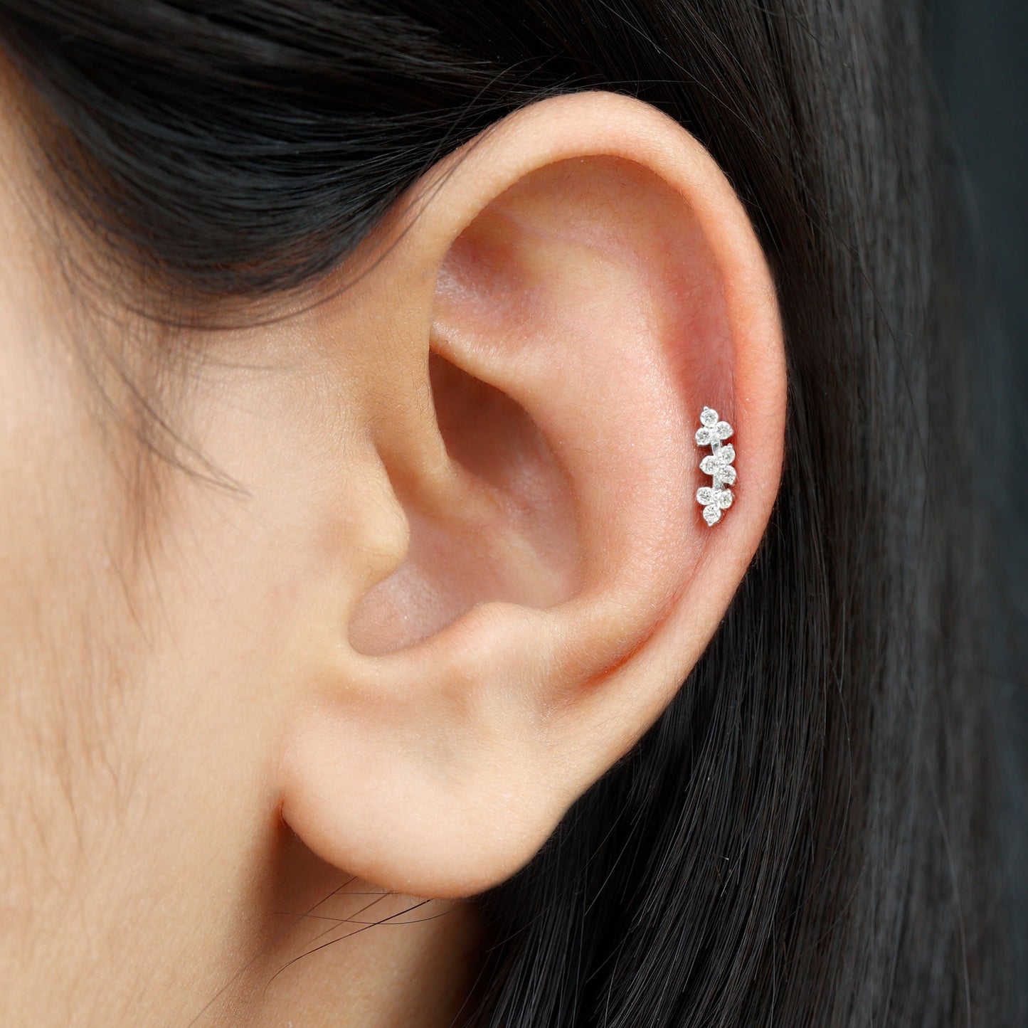 Unique Moissanite Cartilage Climber Earring