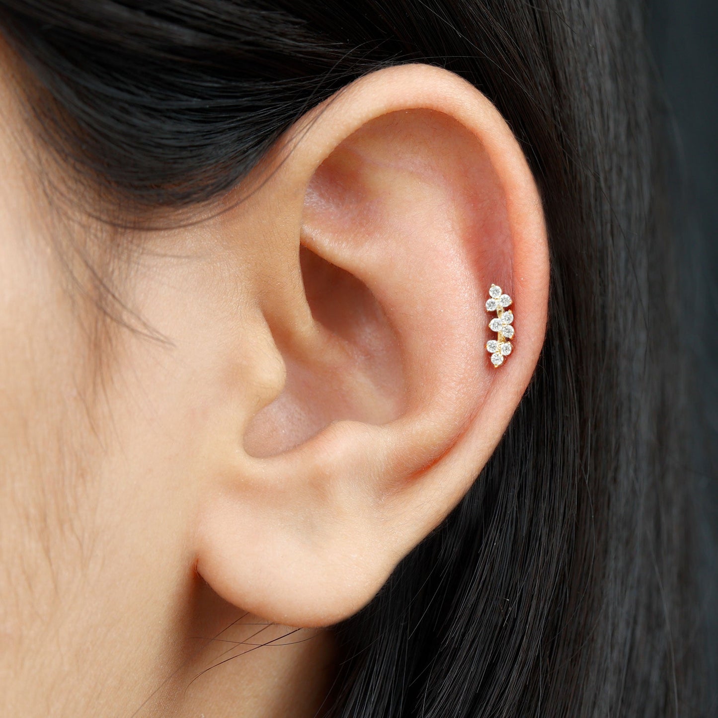 Unique Moissanite Cartilage Climber Earring