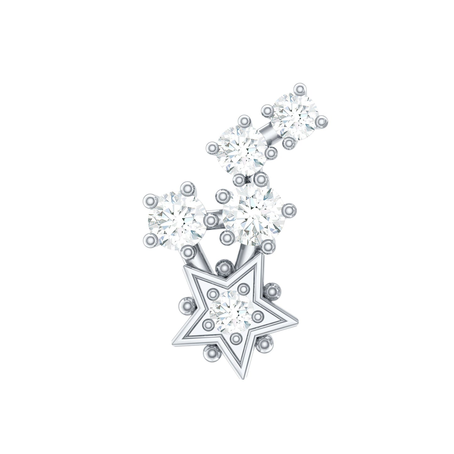 Natural Diamond Star Crawler Earring for Helix Piercing