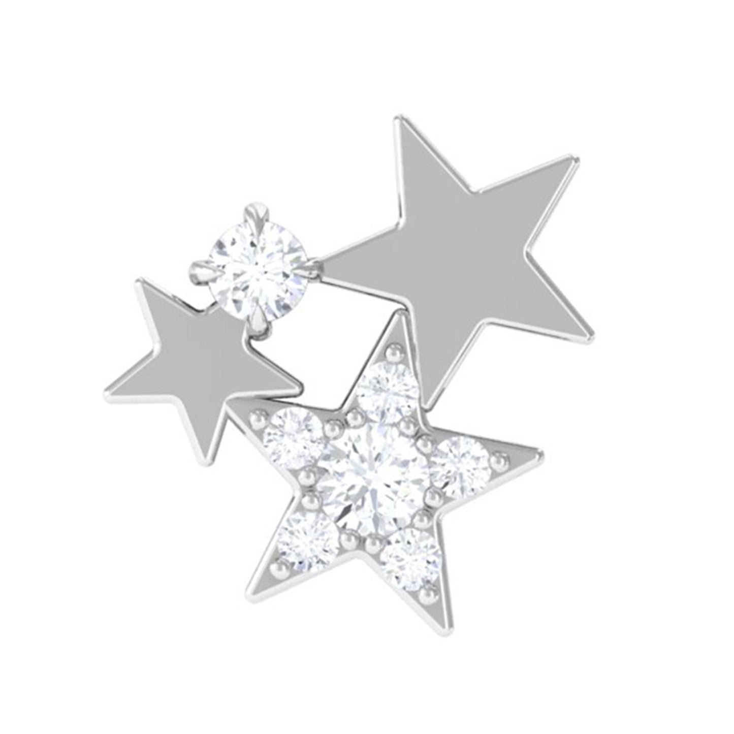 Round Cut Natural Diamond Star Cartilage Earring