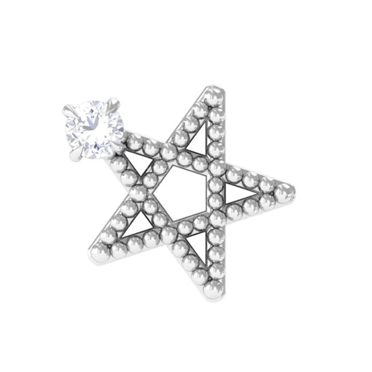 Natural Diamond Star Cartilage Earring with Beaded Detail
