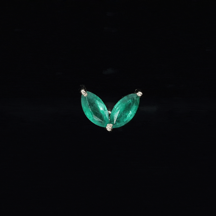 Marquise Lab Grown Emerald Leaf Earring for Helix Piercing