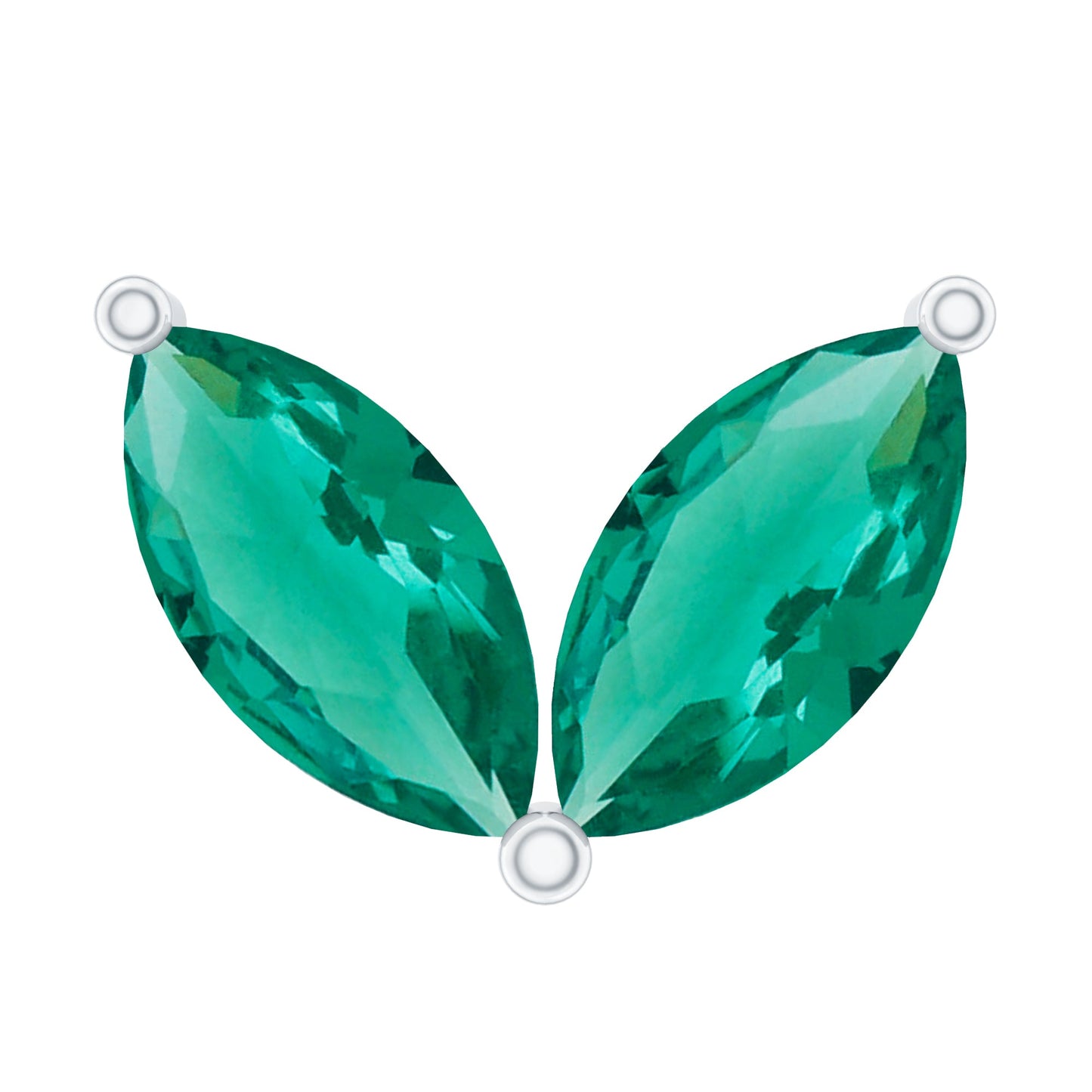 Marquise Lab Grown Emerald Leaf Earring for Helix Piercing