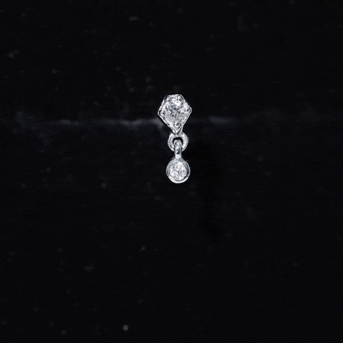 Round Cut Natural Diamond Drop Helix Earring