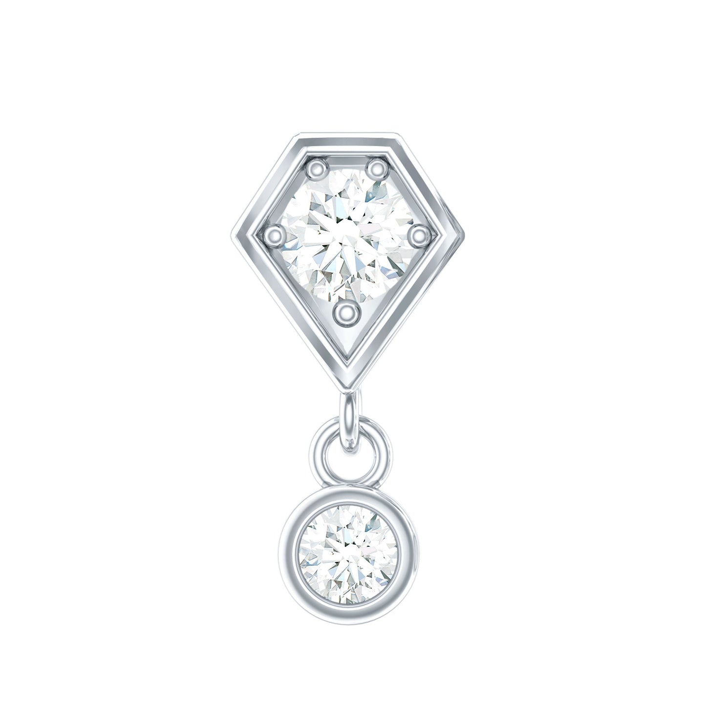 Round Cut Natural Diamond Drop Helix Earring