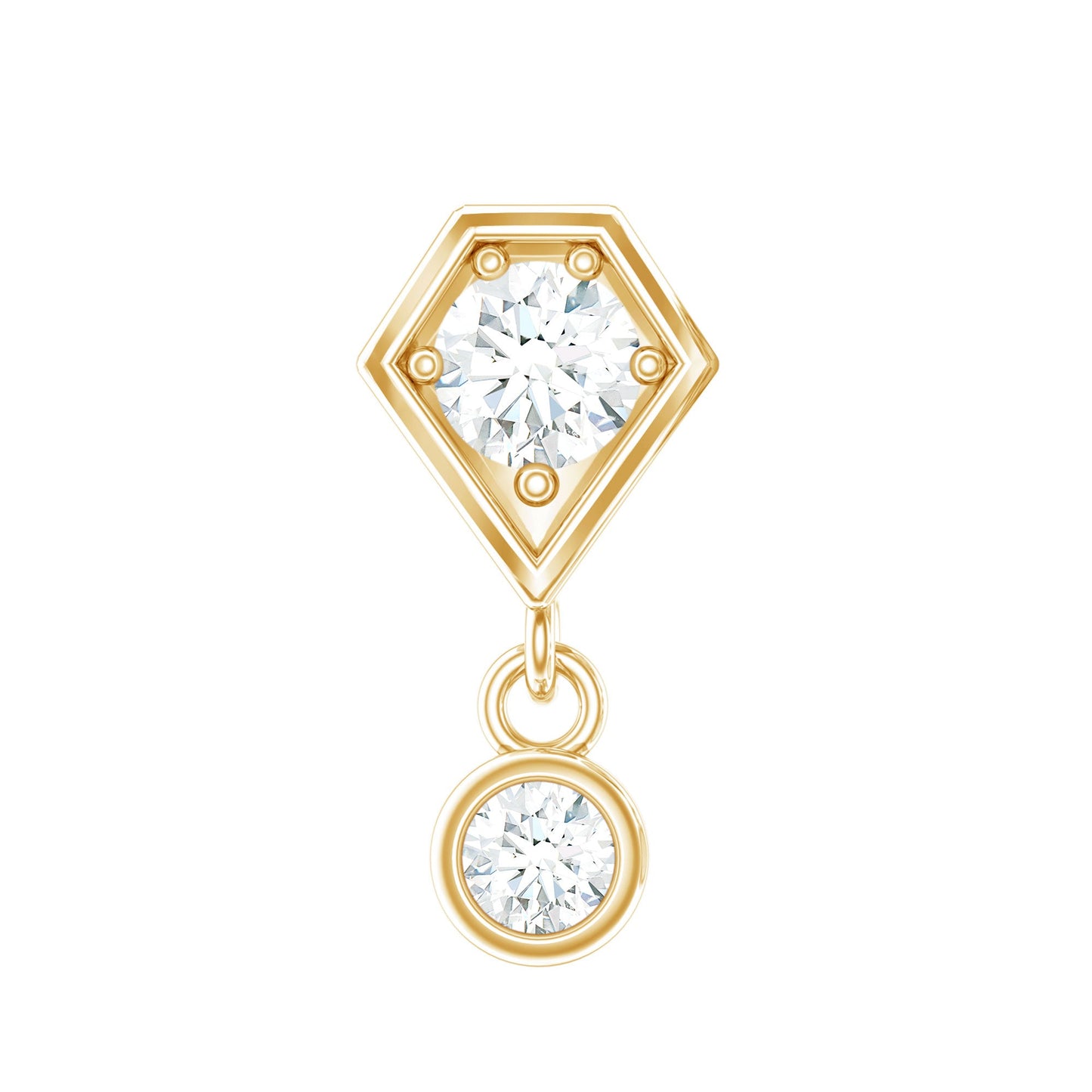 Round Cut Natural Diamond Drop Helix Earring