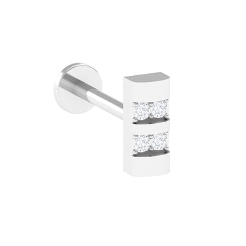 Dainty Diamond Bar Stud Earring for Helix Piercing in Gold
