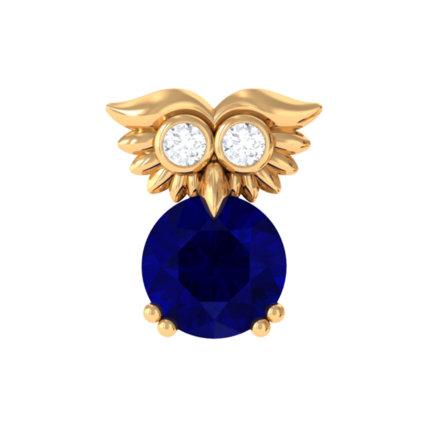 Blue Sapphire and Lab Grown Diamond Owl Helix Earring