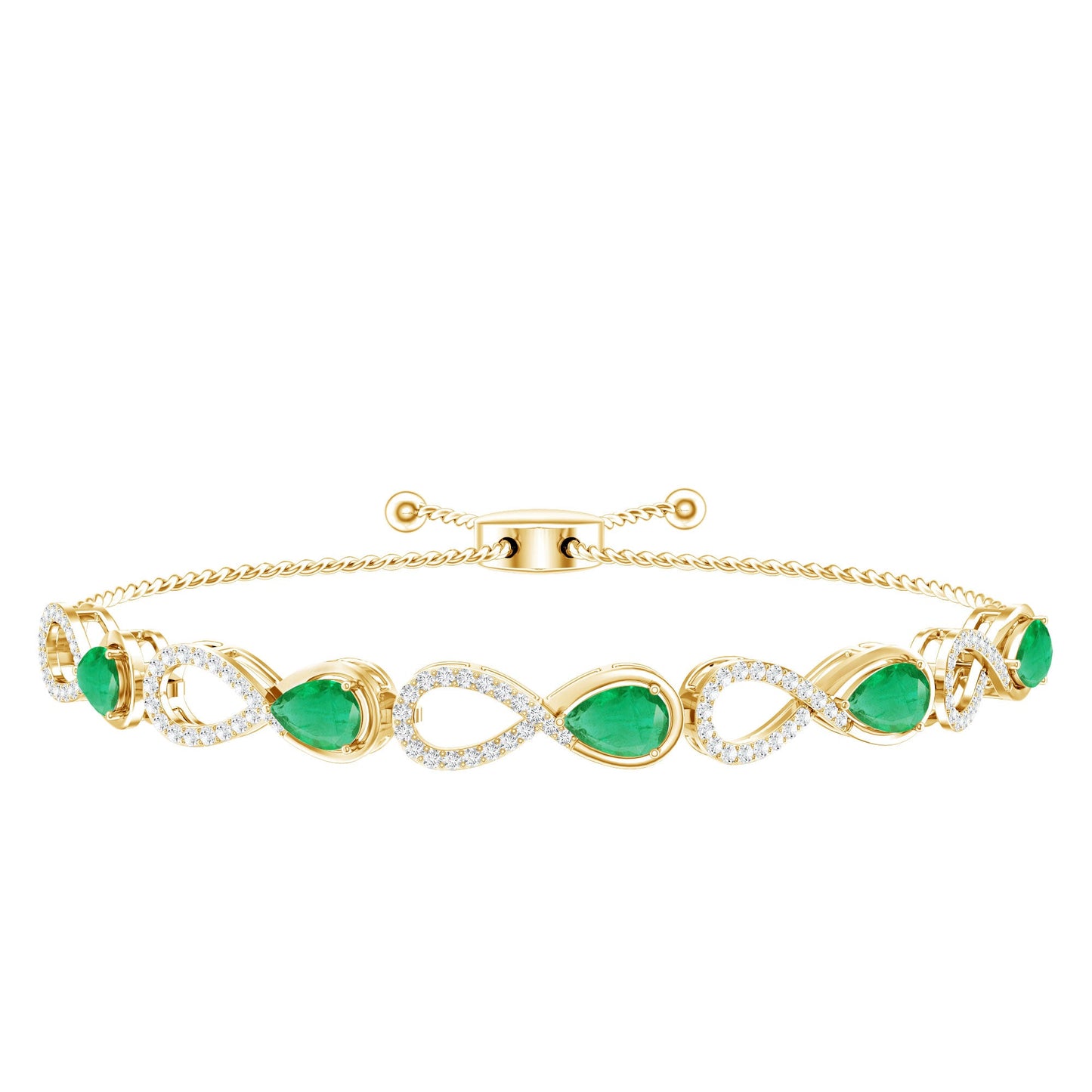 Real Emerald Infinity Bracelet With Moissanite