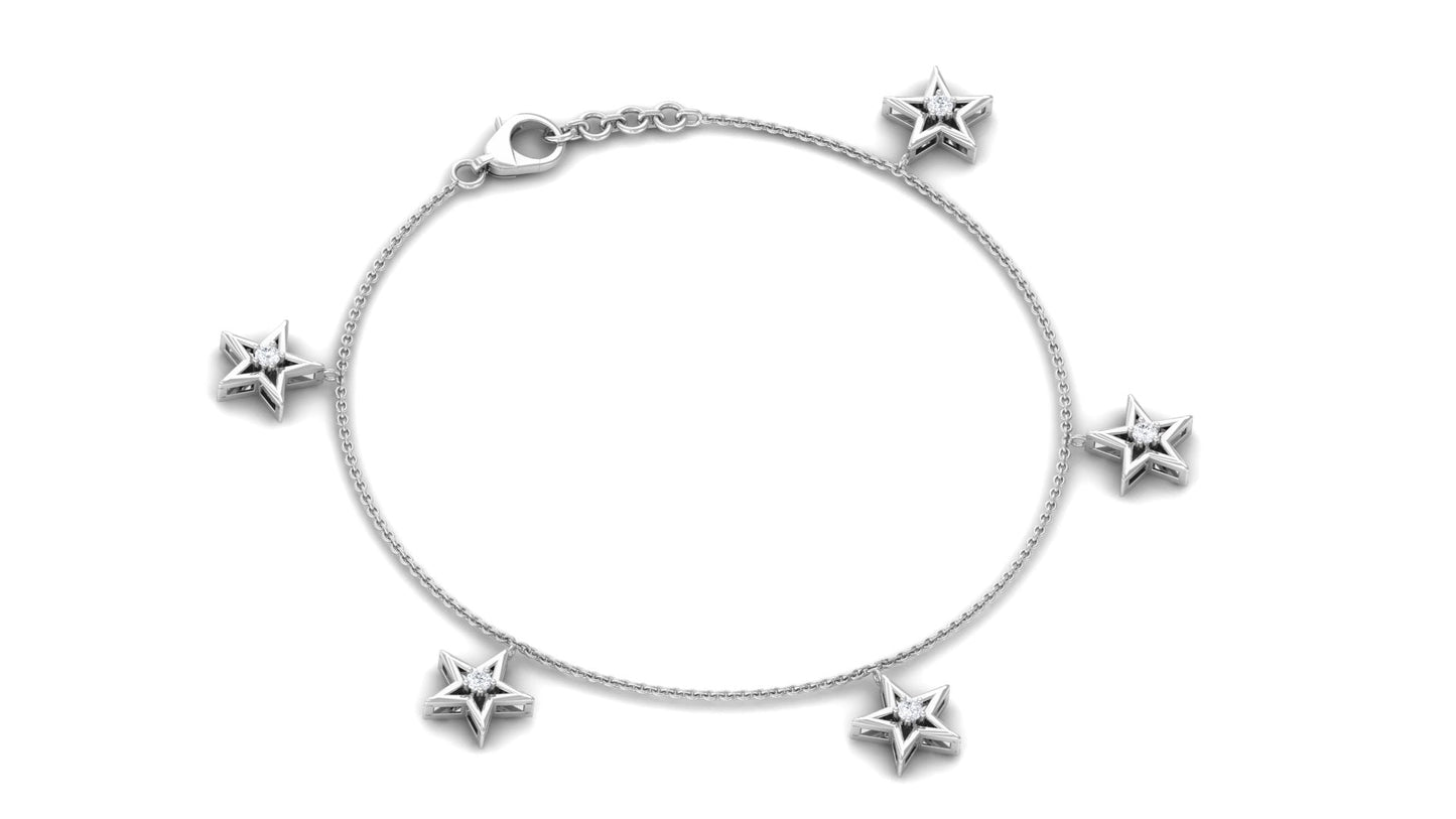 Certified Diamond Star Charm Bracelet For Women