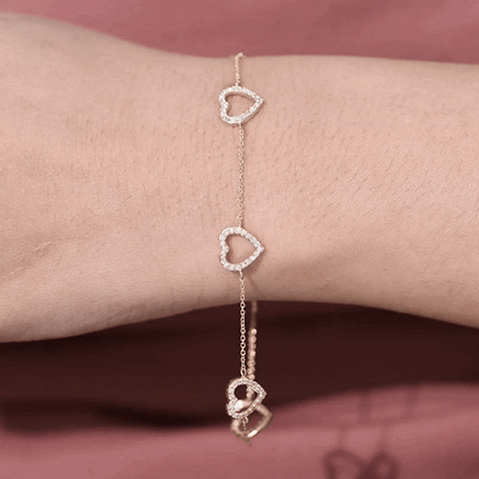Certified Diamond Heart Chain Bracelet in Prong Setting