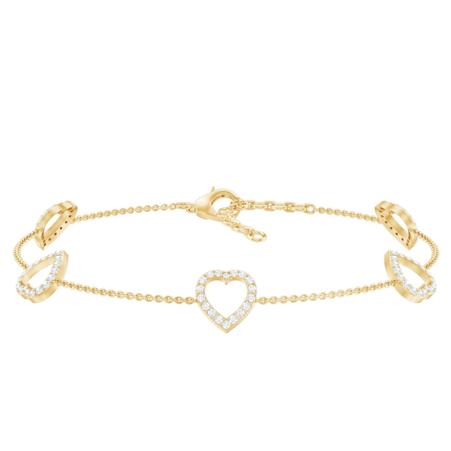 Certified Diamond Heart Chain Bracelet in Prong Setting