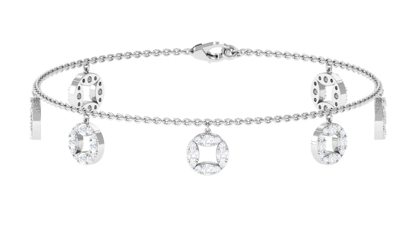 Minimal Moissanite Chain Charm Bracelet for Women