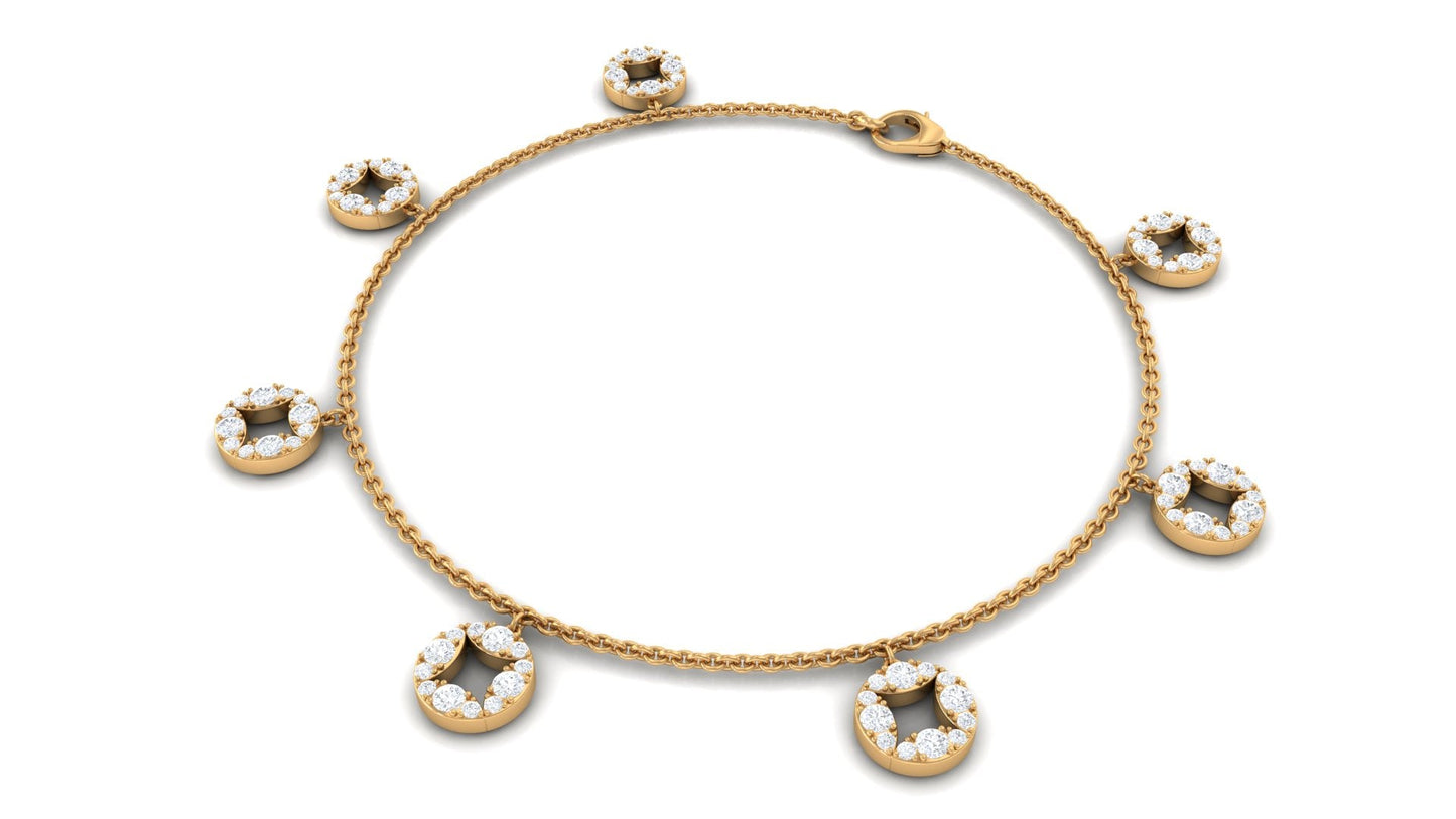 Minimal Moissanite Chain Charm Bracelet for Women