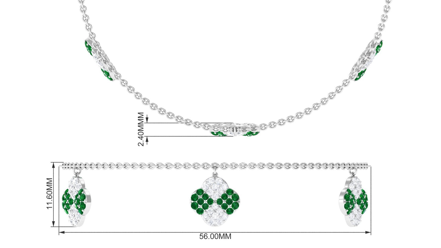 Certified Lab Grown Emerald Chain Charm Bracelet with Moissanite