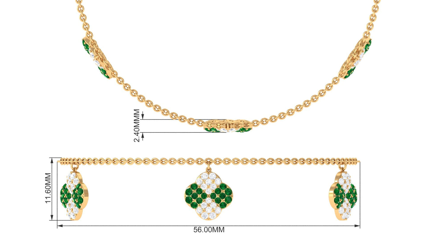 Certified Lab Grown Emerald Chain Charm Bracelet with Moissanite