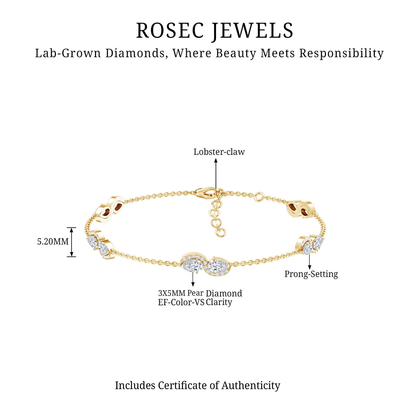 Classic Lab Grown Diamond Station Chain Bracelet