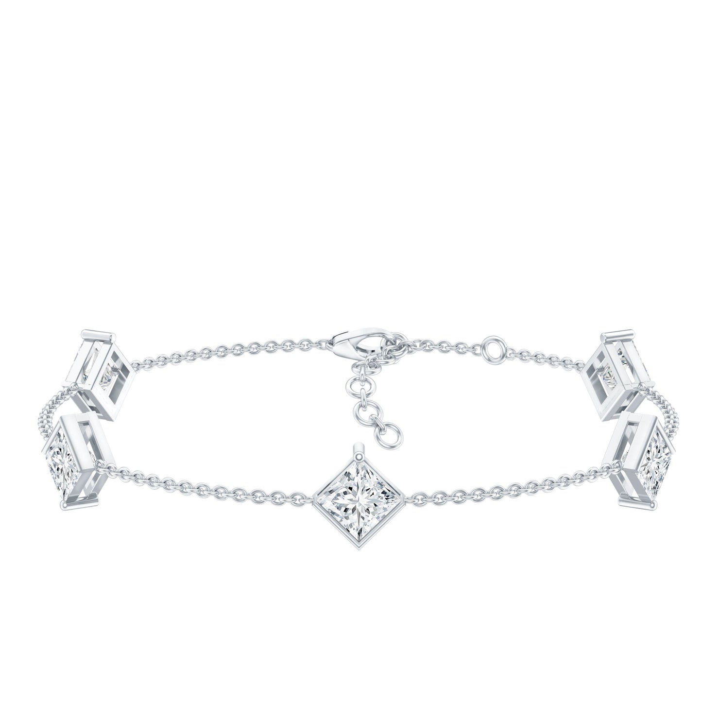 Certified Princess Cut Lab Grown Diamond Wedding Chain Bracelet