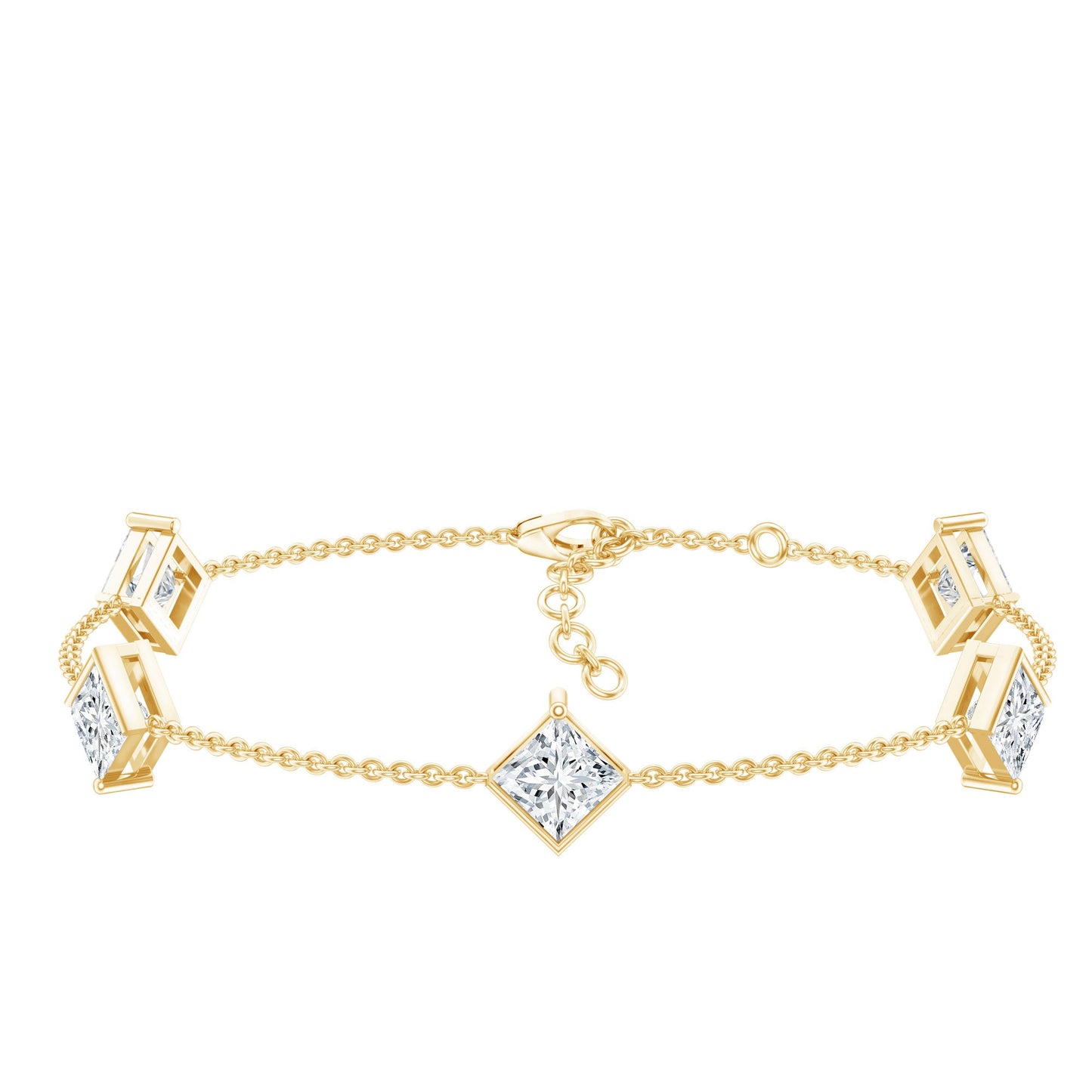 Certified Princess Cut Lab Grown Diamond Wedding Chain Bracelet