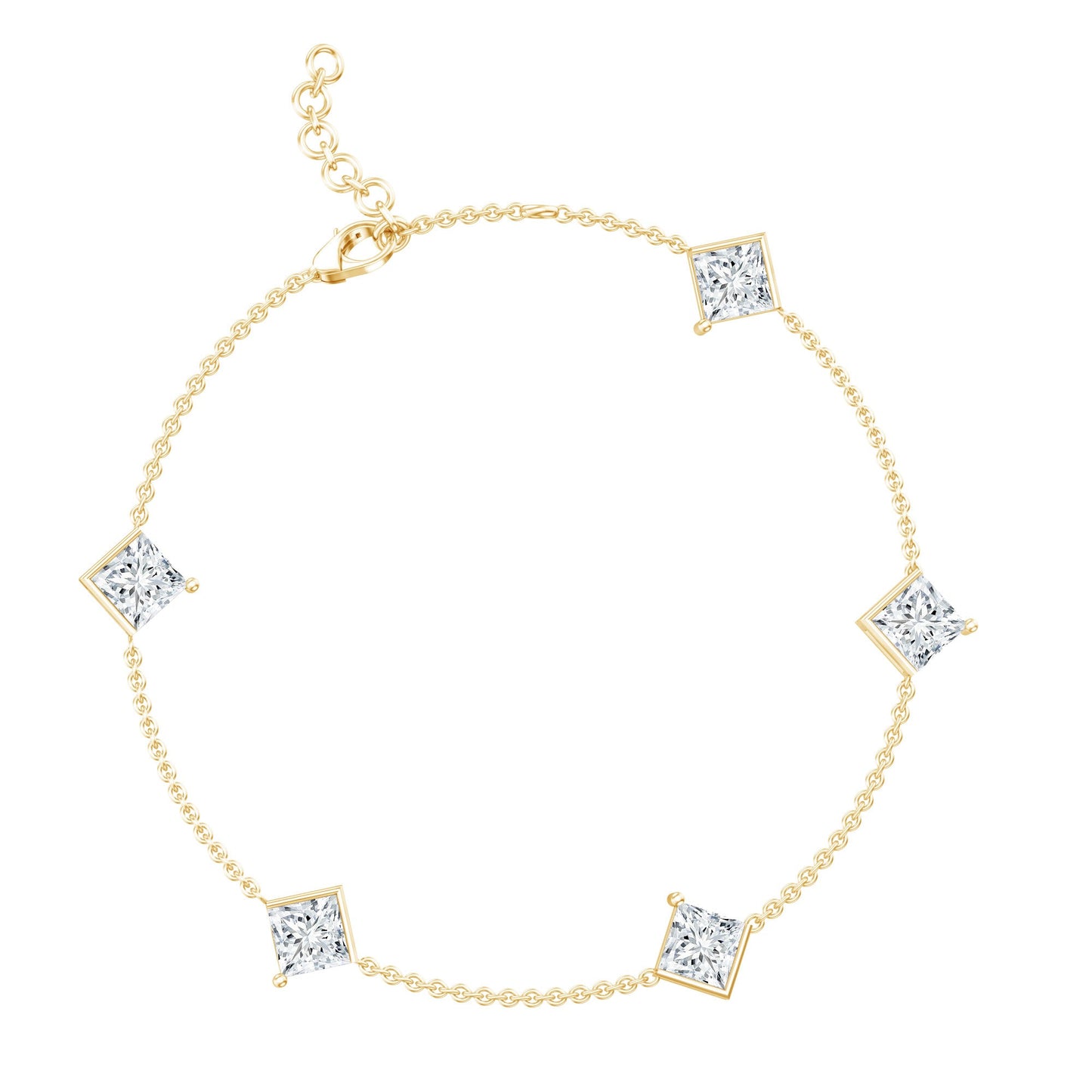 Certified Princess Cut Lab Grown Diamond Wedding Chain Bracelet