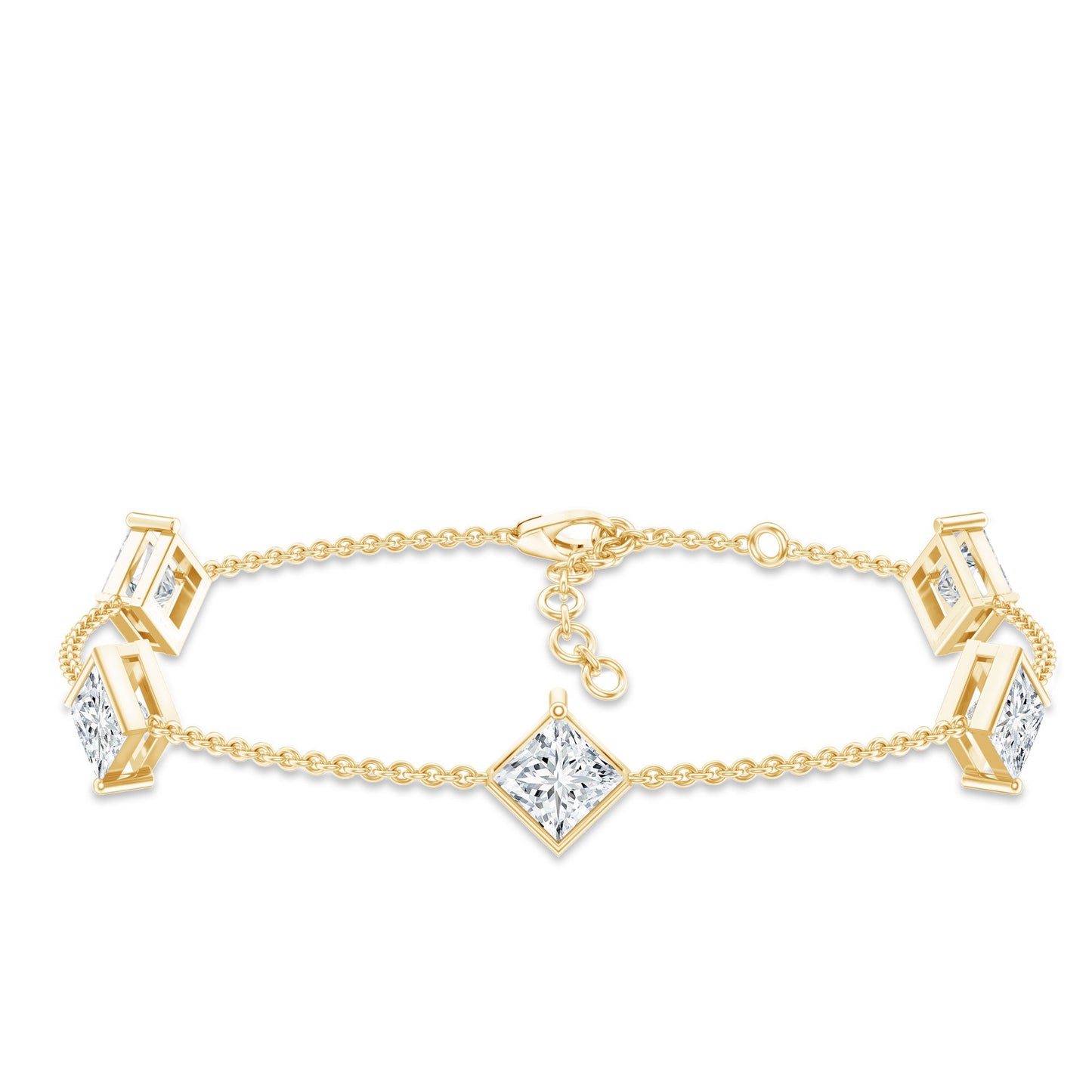 Certified Princess Cut Lab Grown Diamond Wedding Chain Bracelet