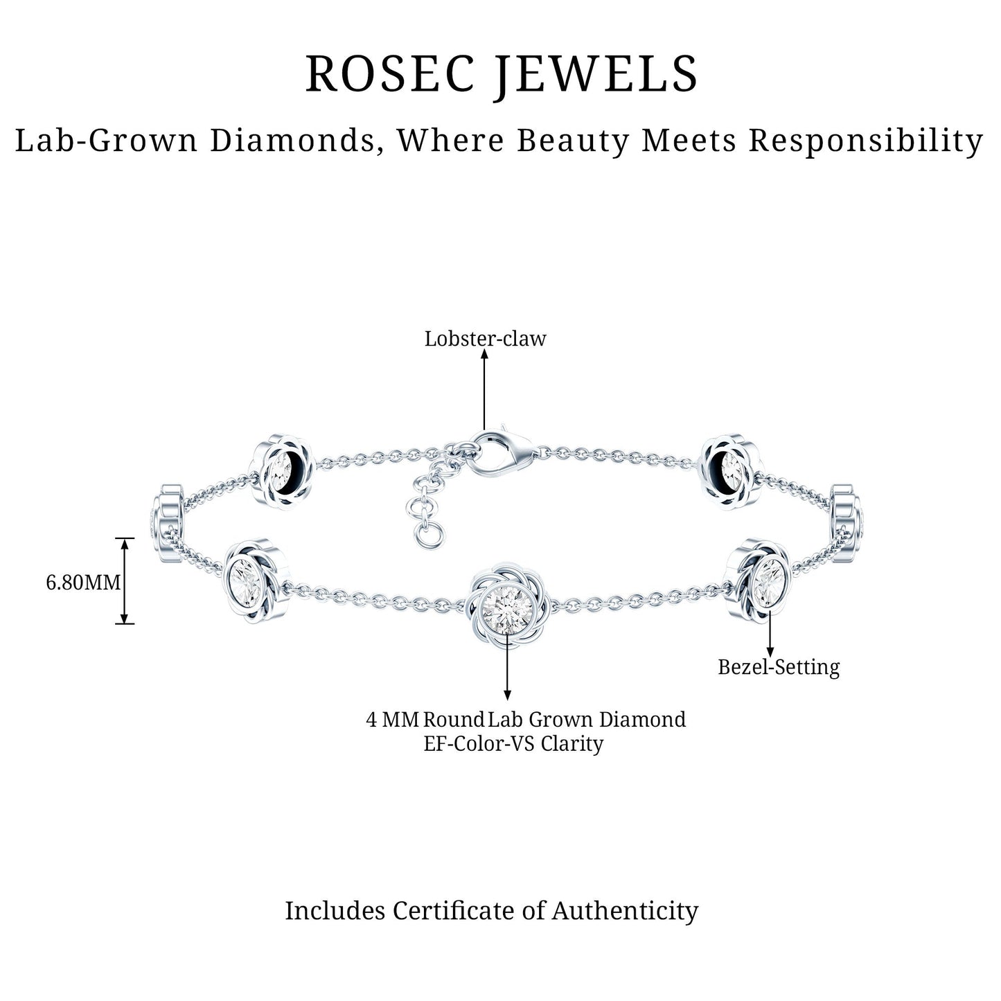 Lab Grown Diamond Station Chain Bracelet
