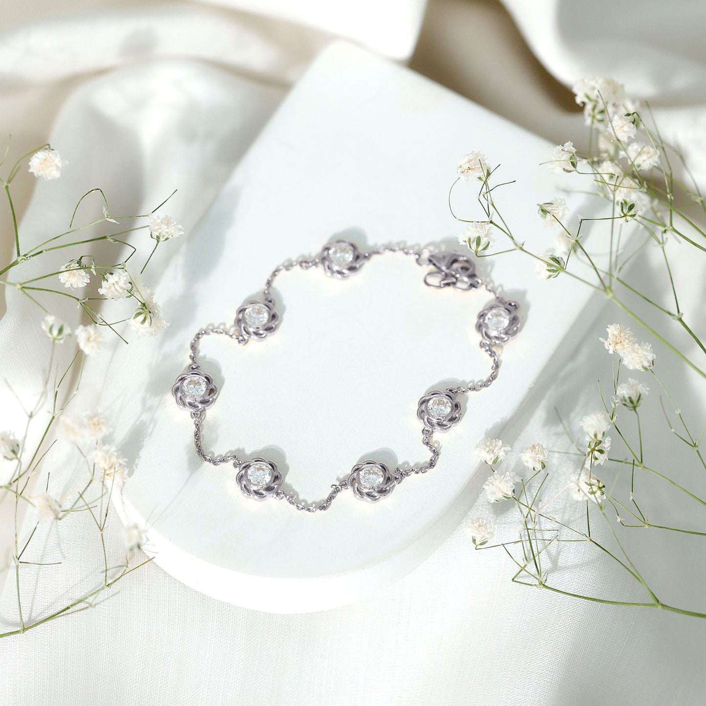 Lab Grown Diamond Station Chain Bracelet