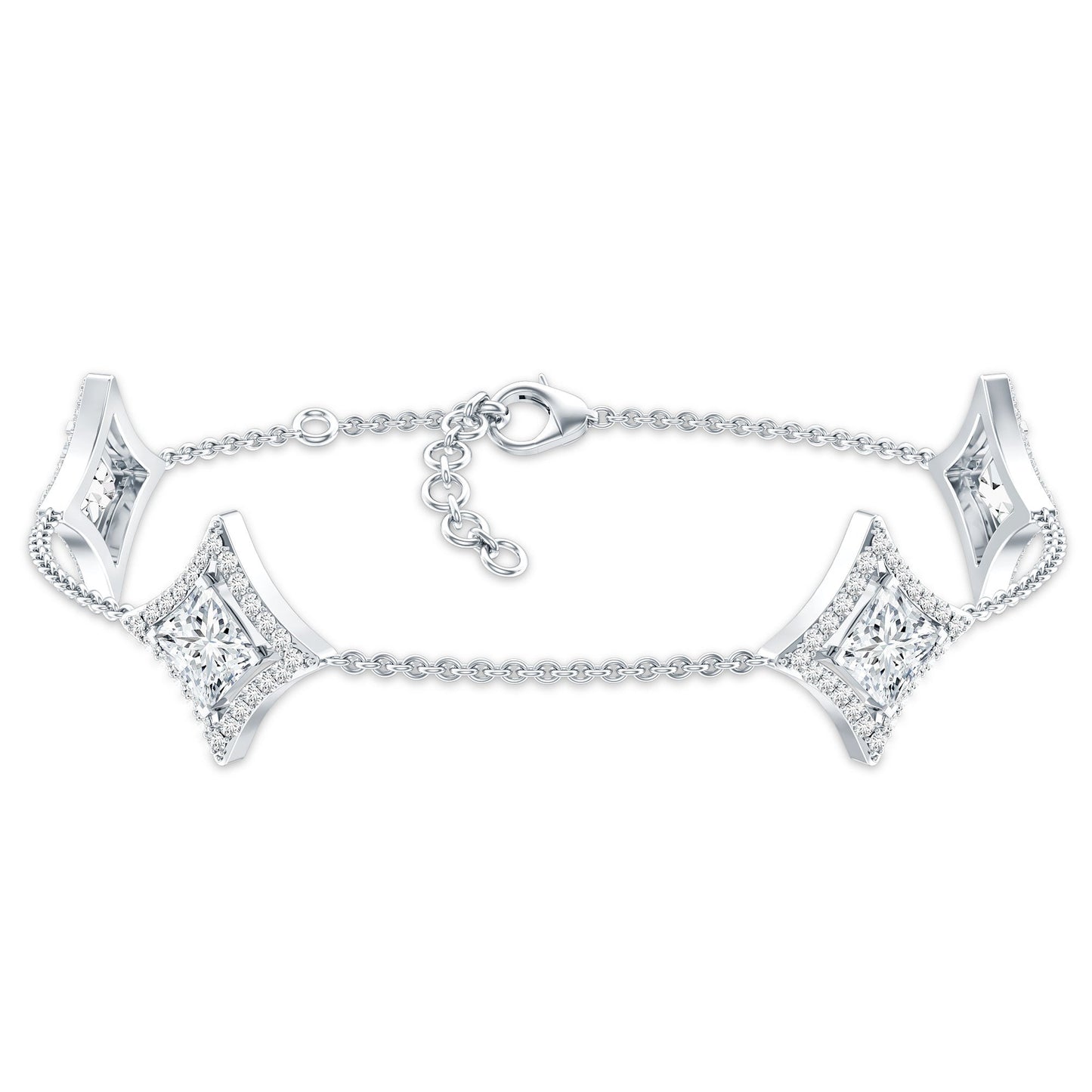 Certified Princess Cut Lab Grown Diamond Bridal Bracelet