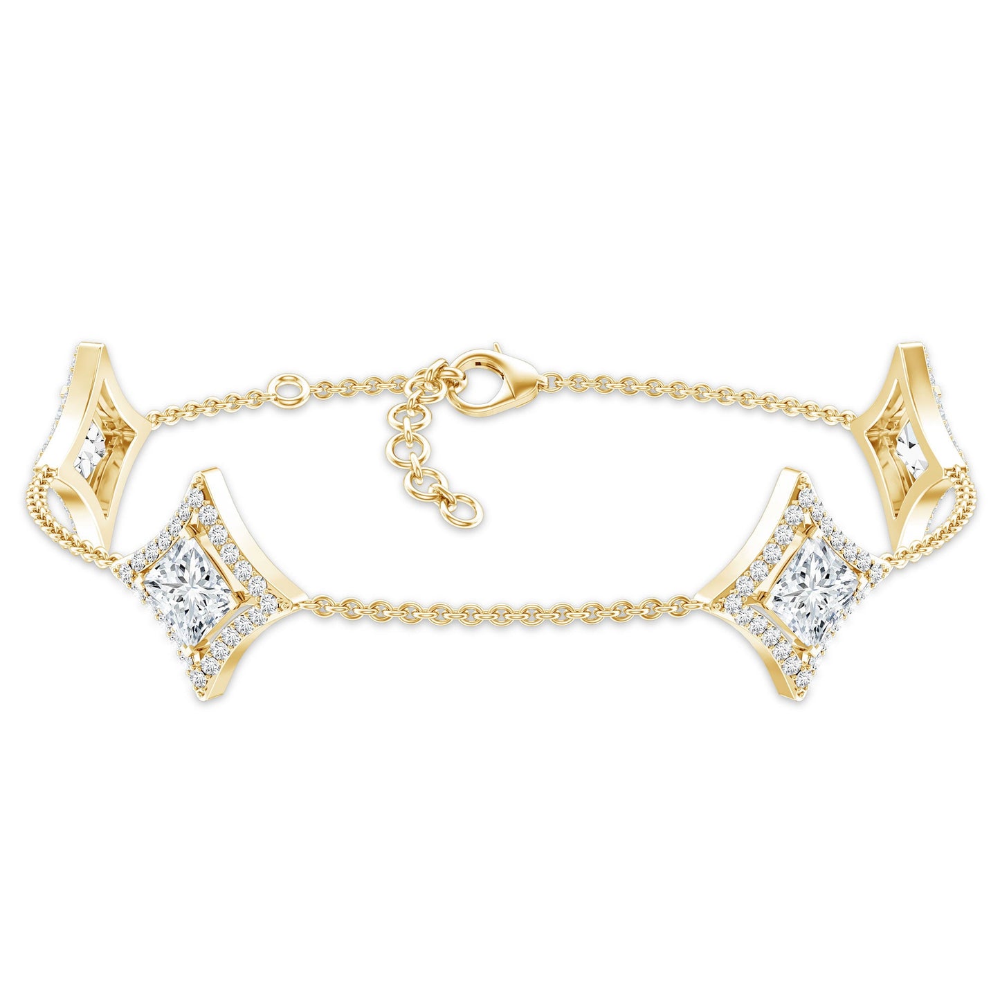Certified Princess Cut Lab Grown Diamond Bridal Bracelet