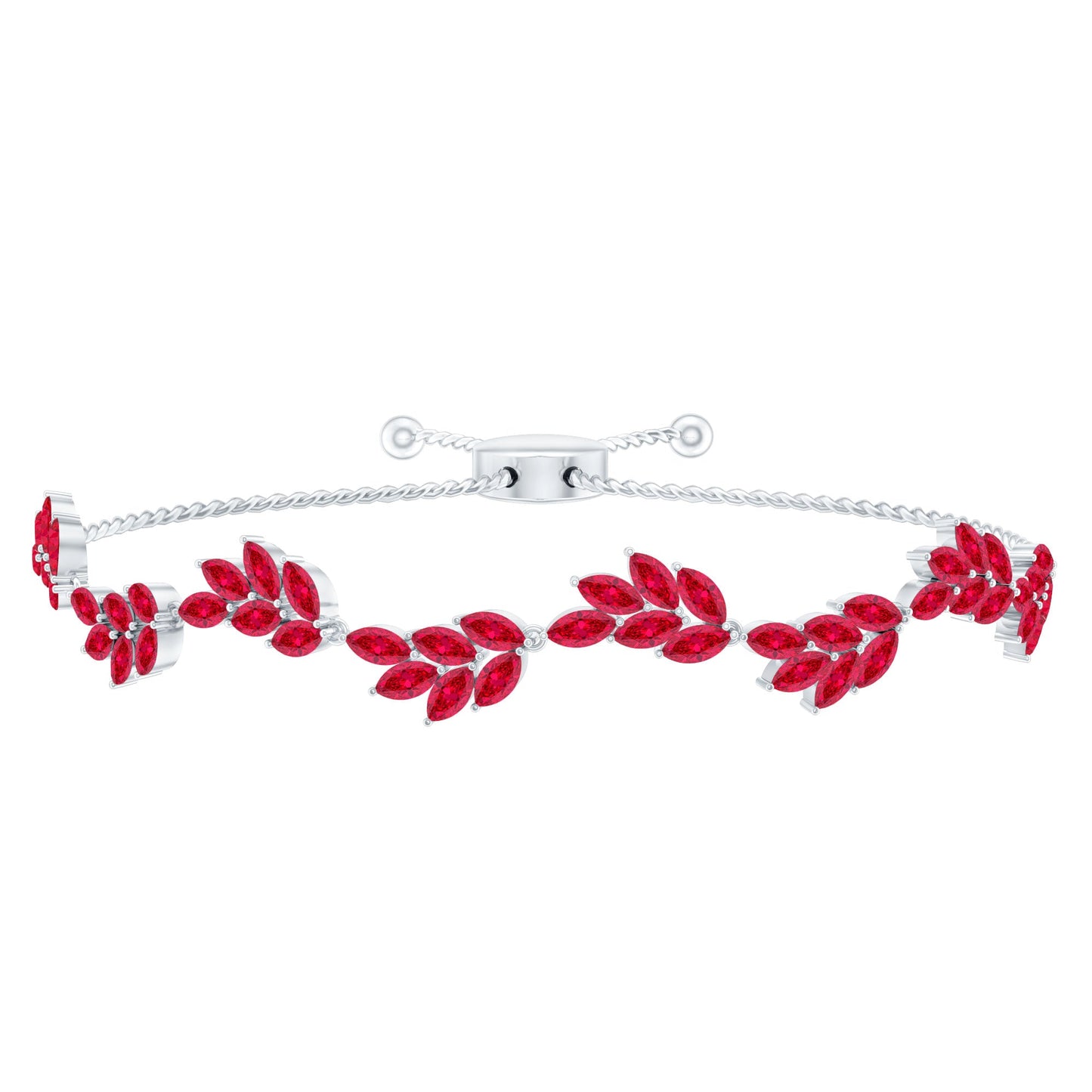 Marquise Lab Grown Ruby Leaf Bolo Bracelet