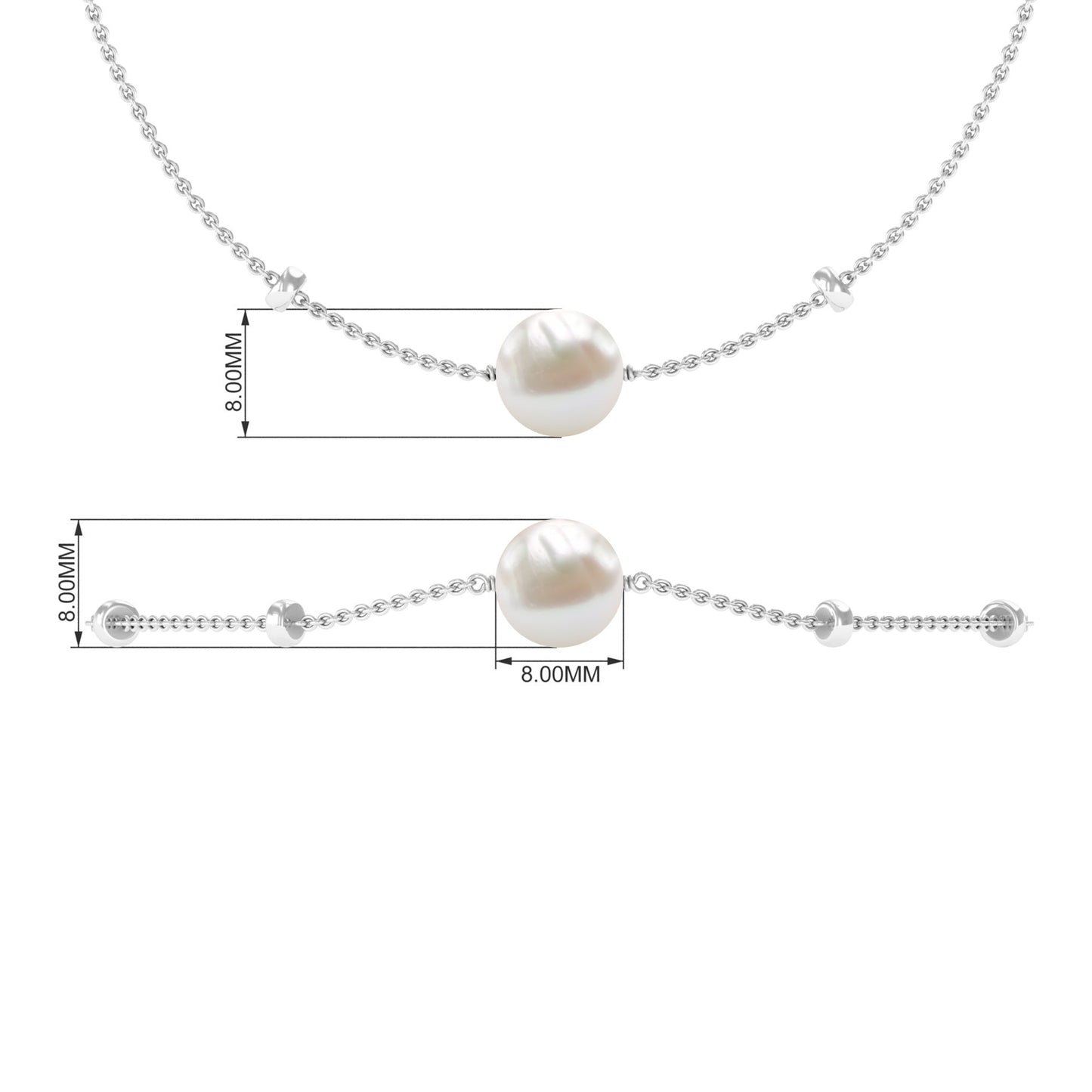 Cultured 7.48 Carat Freshwater Pearl Chain Bracelet