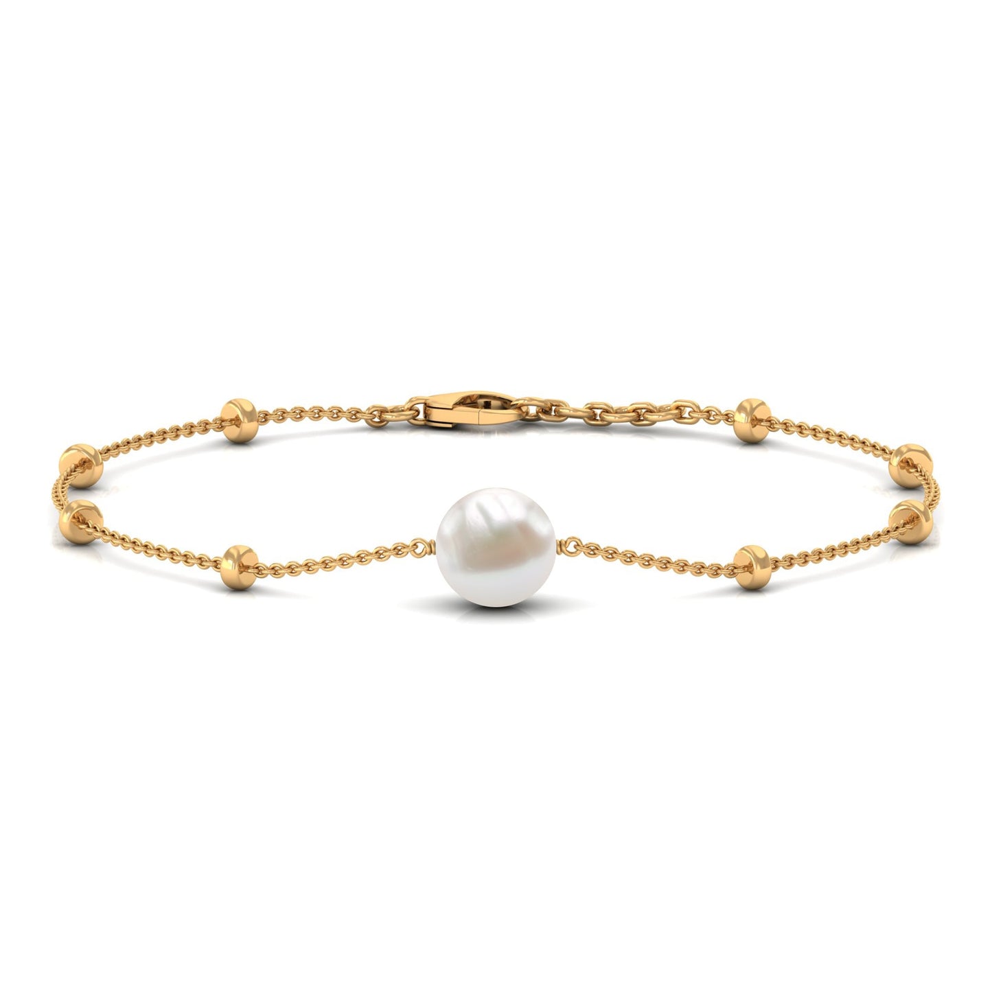 Cultured 7.48 Carat Freshwater Pearl Chain Bracelet