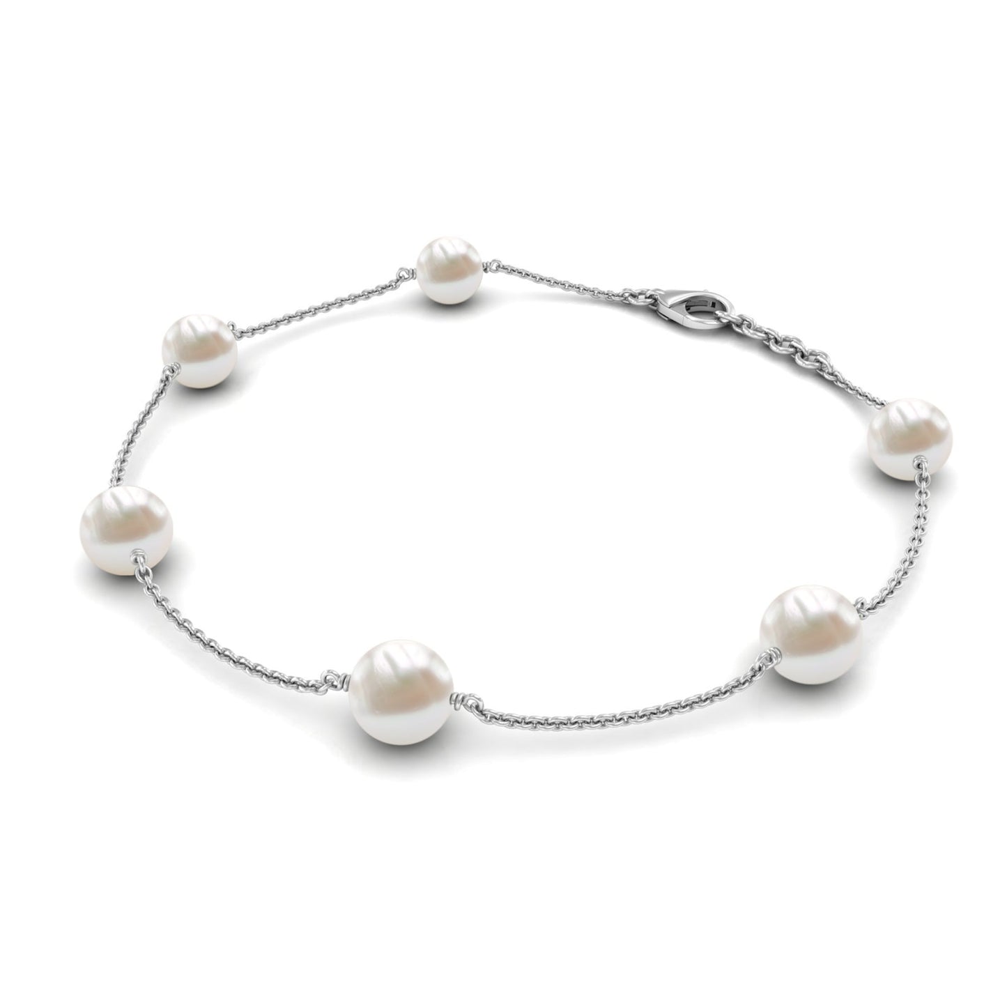 Real Freshwater Pearl Station Bracelet for Women