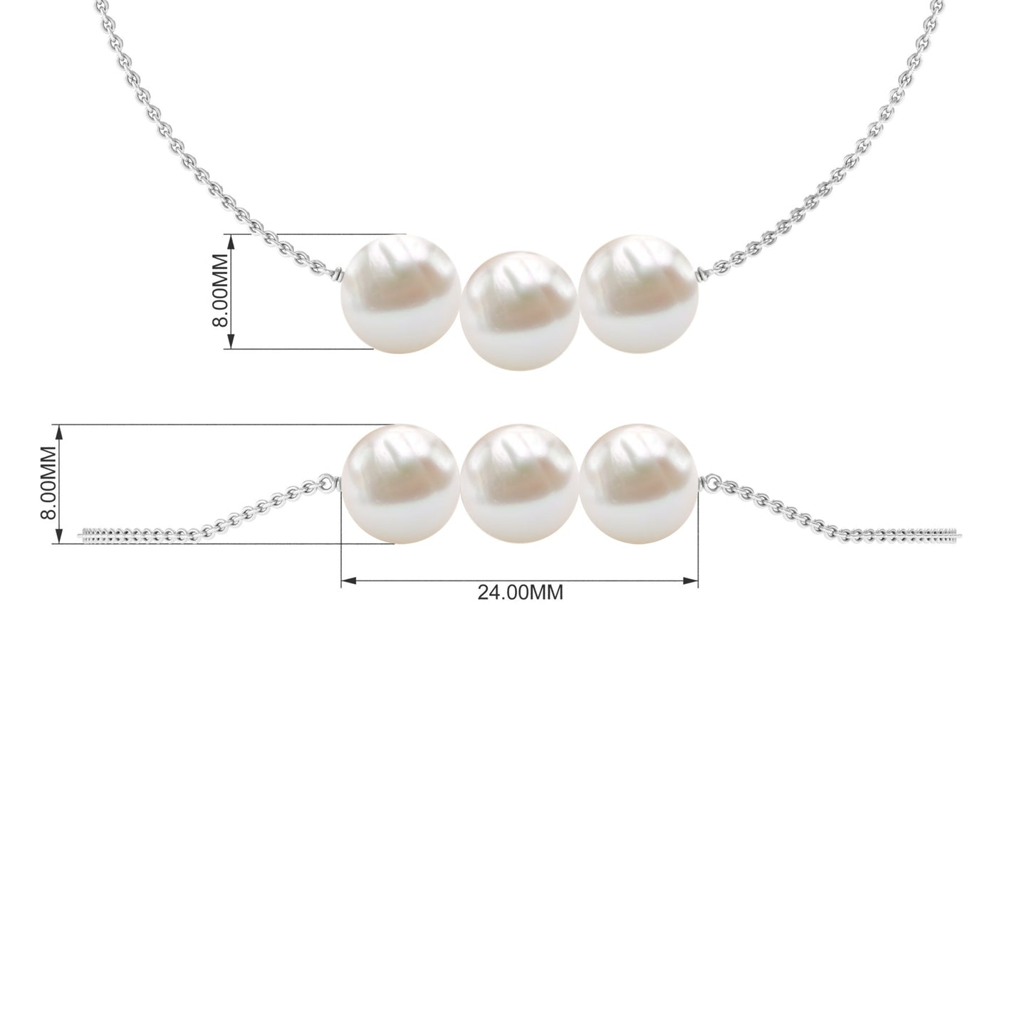 Cultured Freshwater Pearl 3 Stone Bracelet for Women