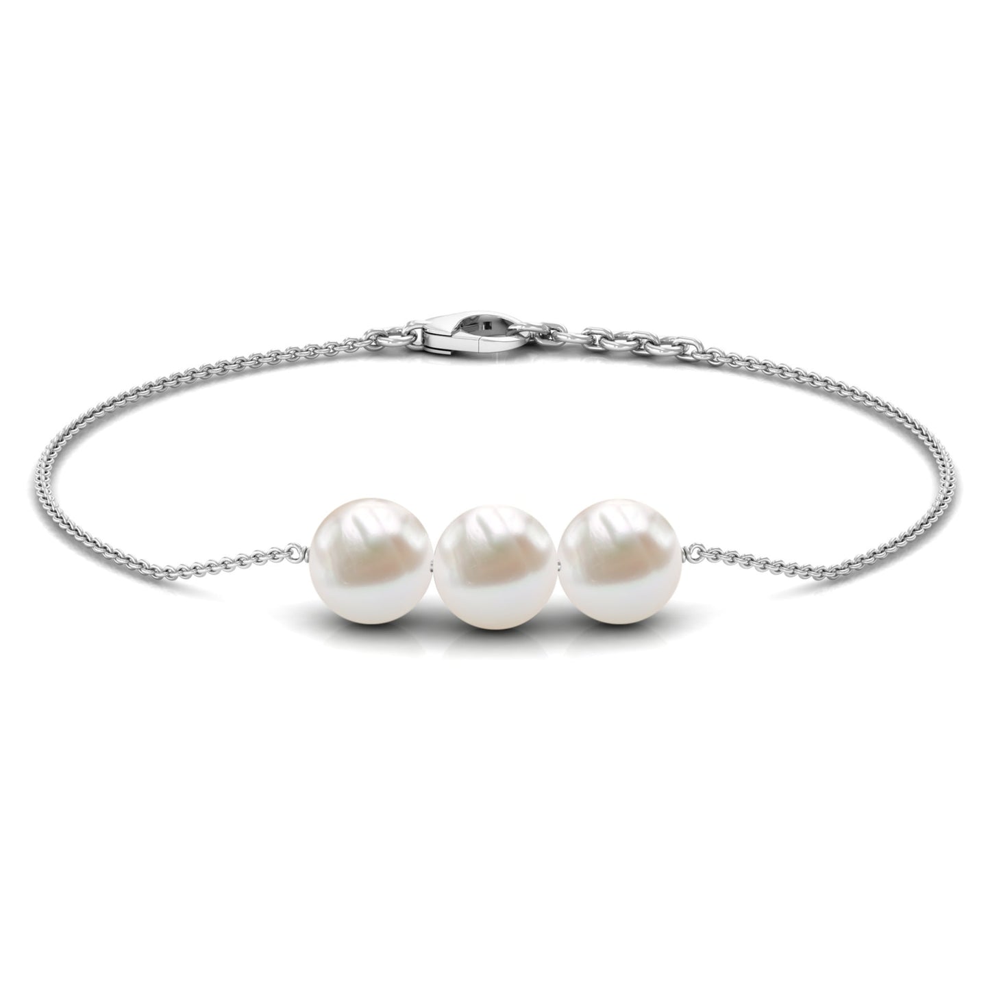 Cultured Freshwater Pearl 3 Stone Bracelet for Women