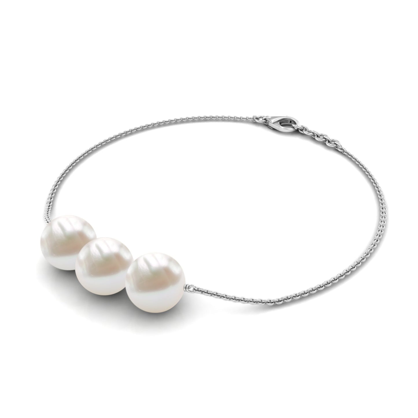 Cultured Freshwater Pearl 3 Stone Bracelet for Women