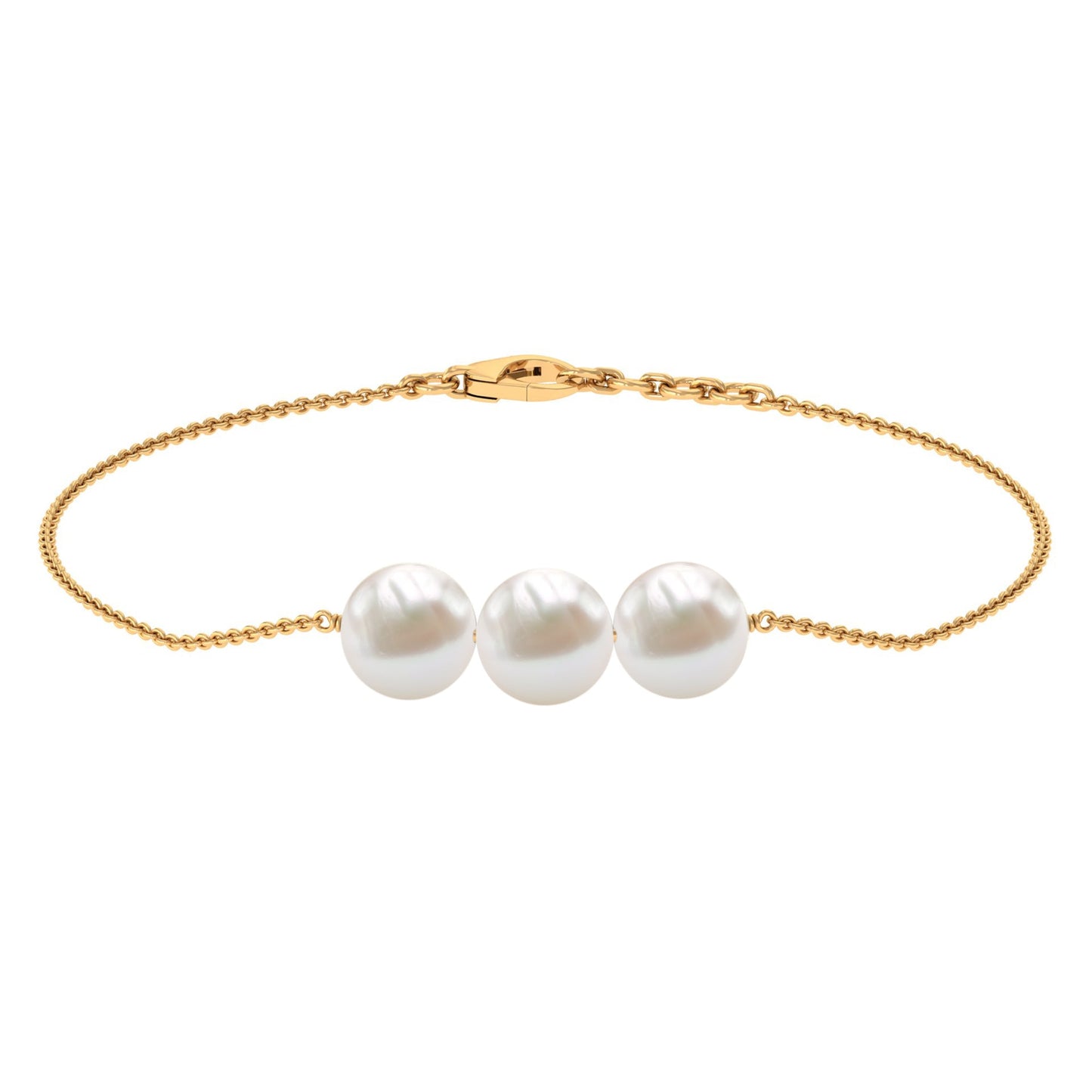 Cultured Freshwater Pearl 3 Stone Bracelet for Women