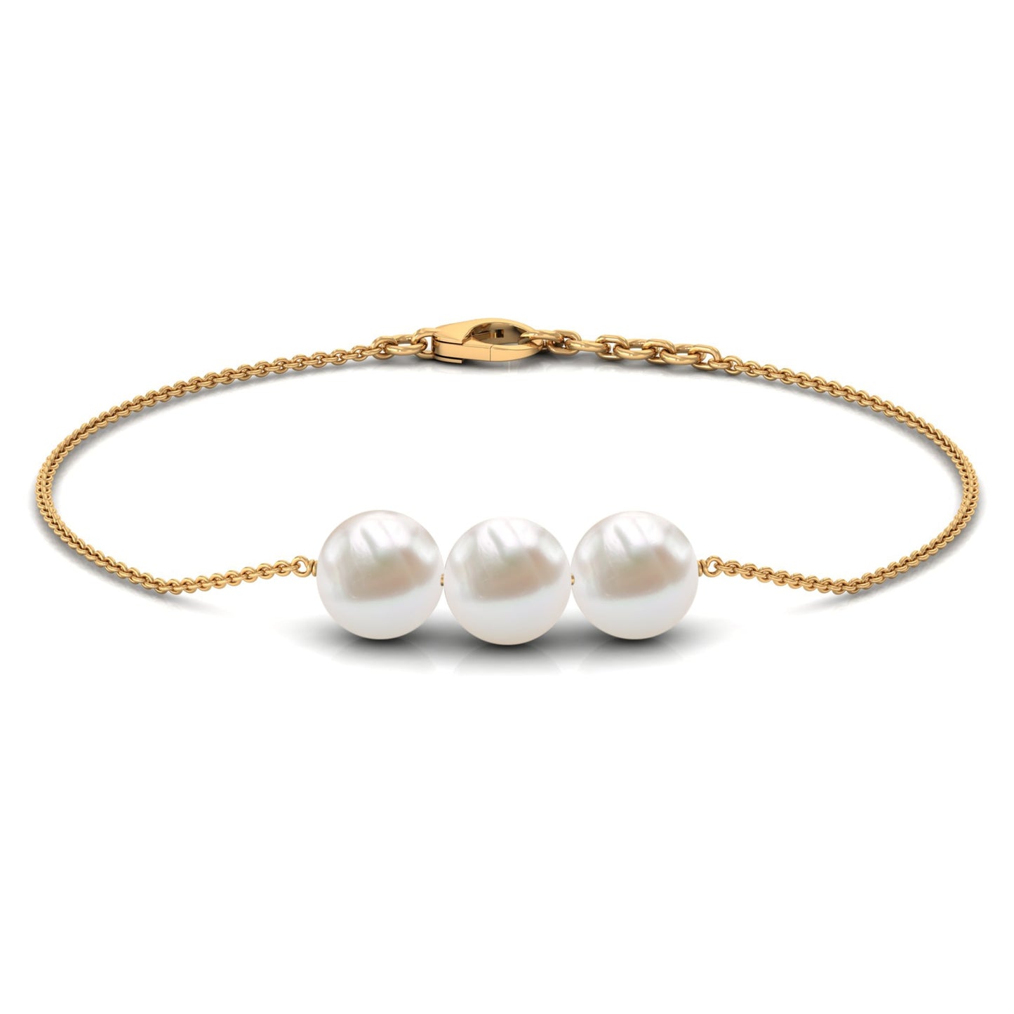 Cultured Freshwater Pearl 3 Stone Bracelet for Women