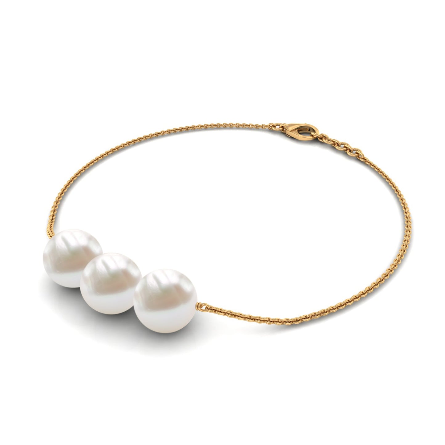 Cultured Freshwater Pearl 3 Stone Bracelet for Women
