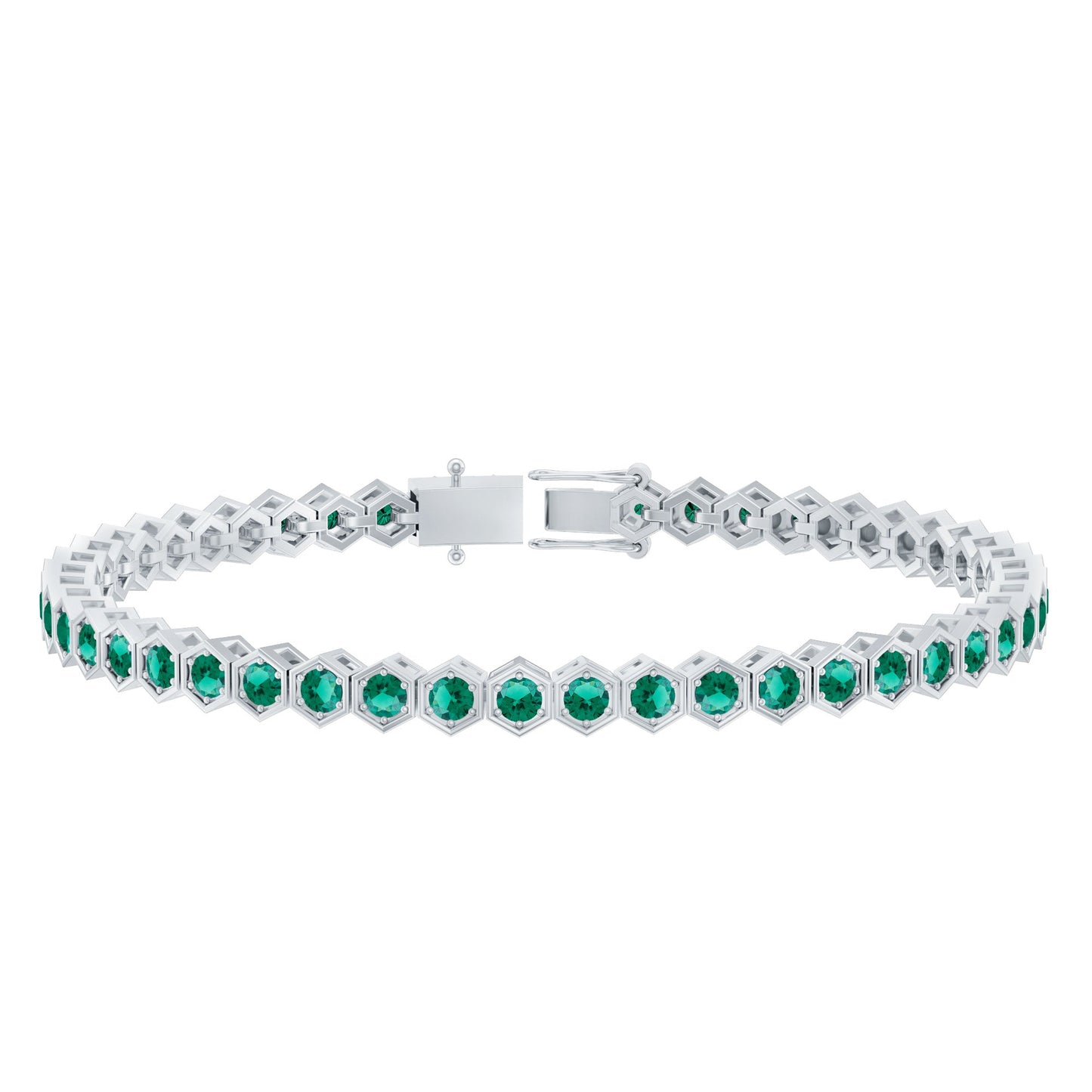 Certified Lab Grown Emerald Hexagon Tennis Bracelet for Women