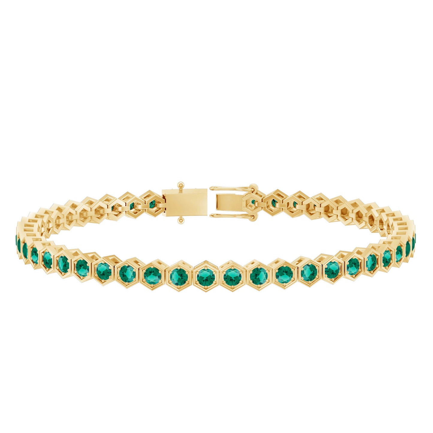 Certified Lab Grown Emerald Hexagon Tennis Bracelet for Women