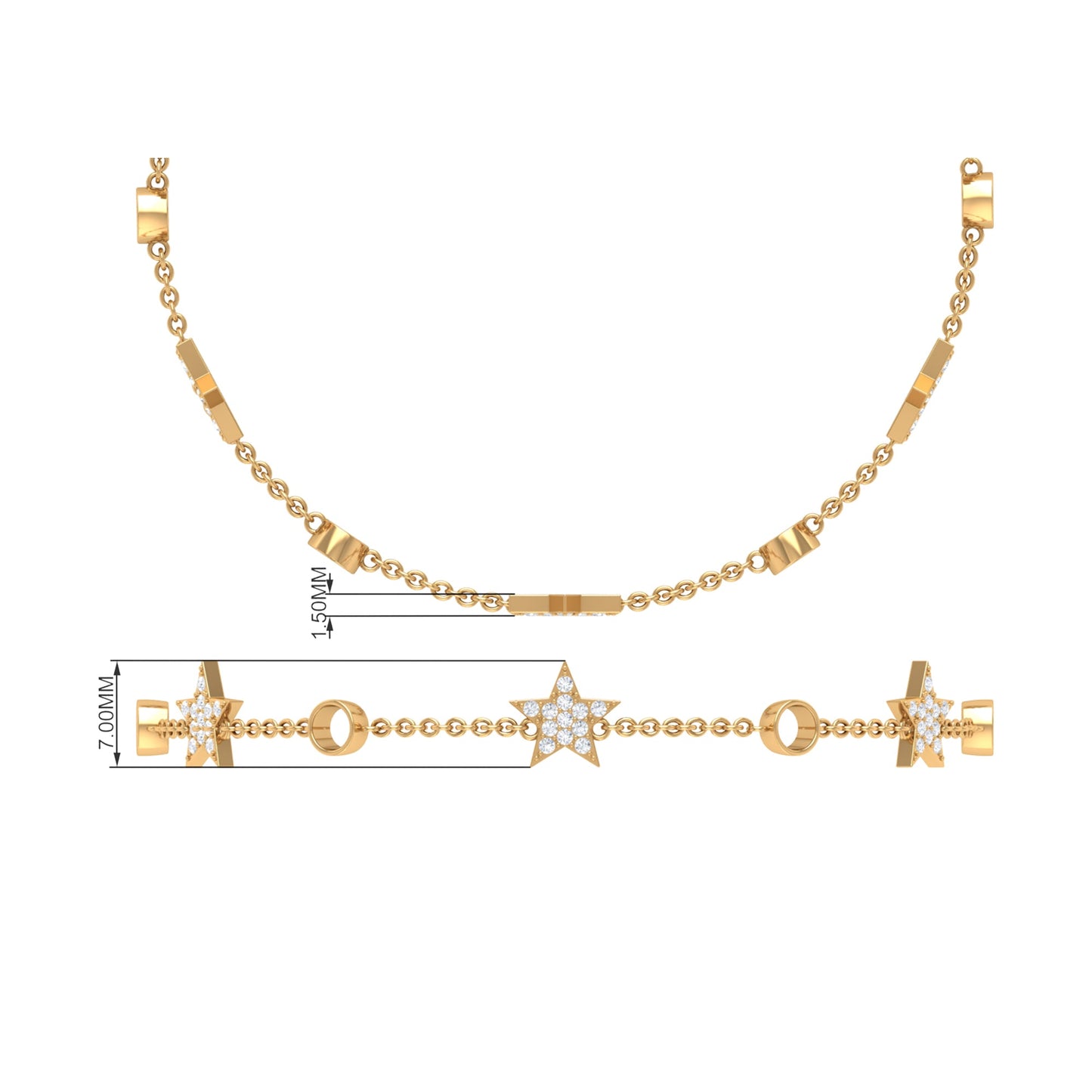 Certified Moissanite Station Star Bracelet for Women