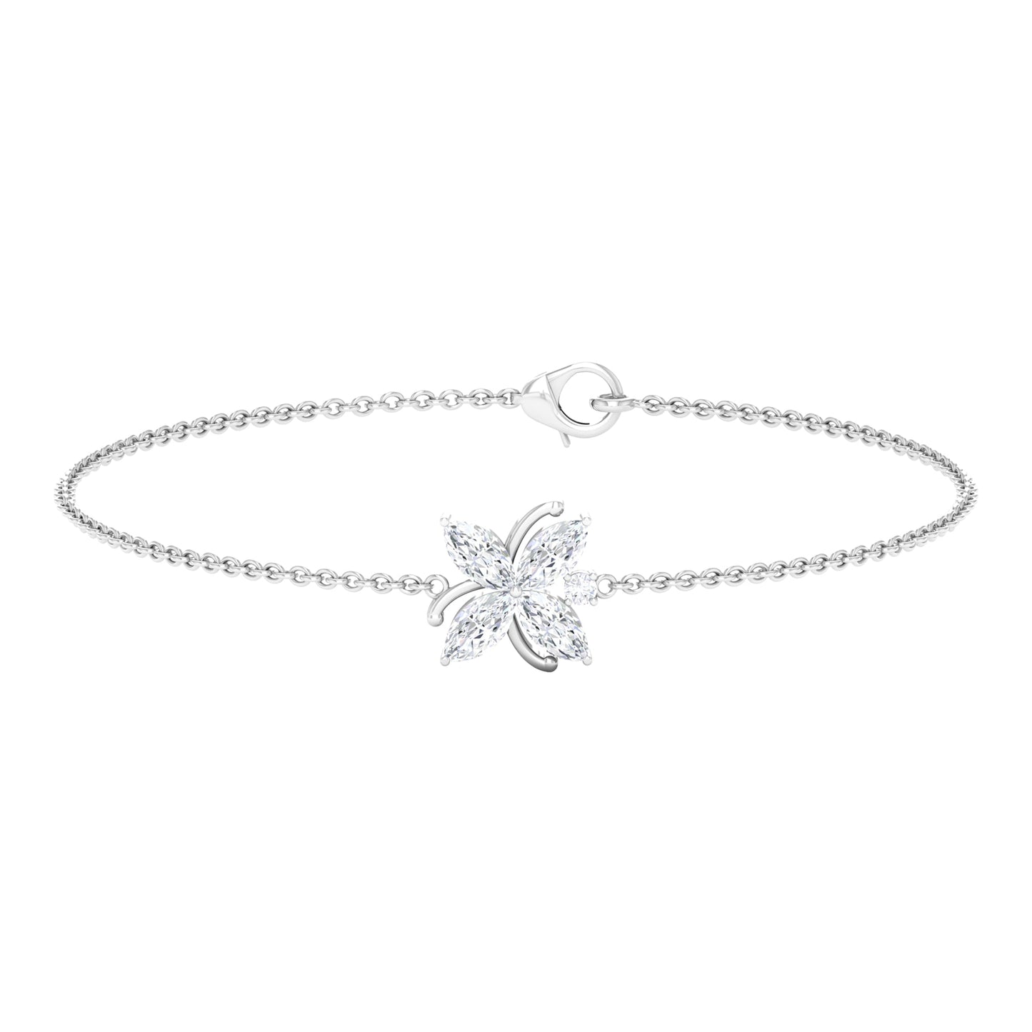 Certified Moissanite Flower Chain Bracelet for Women