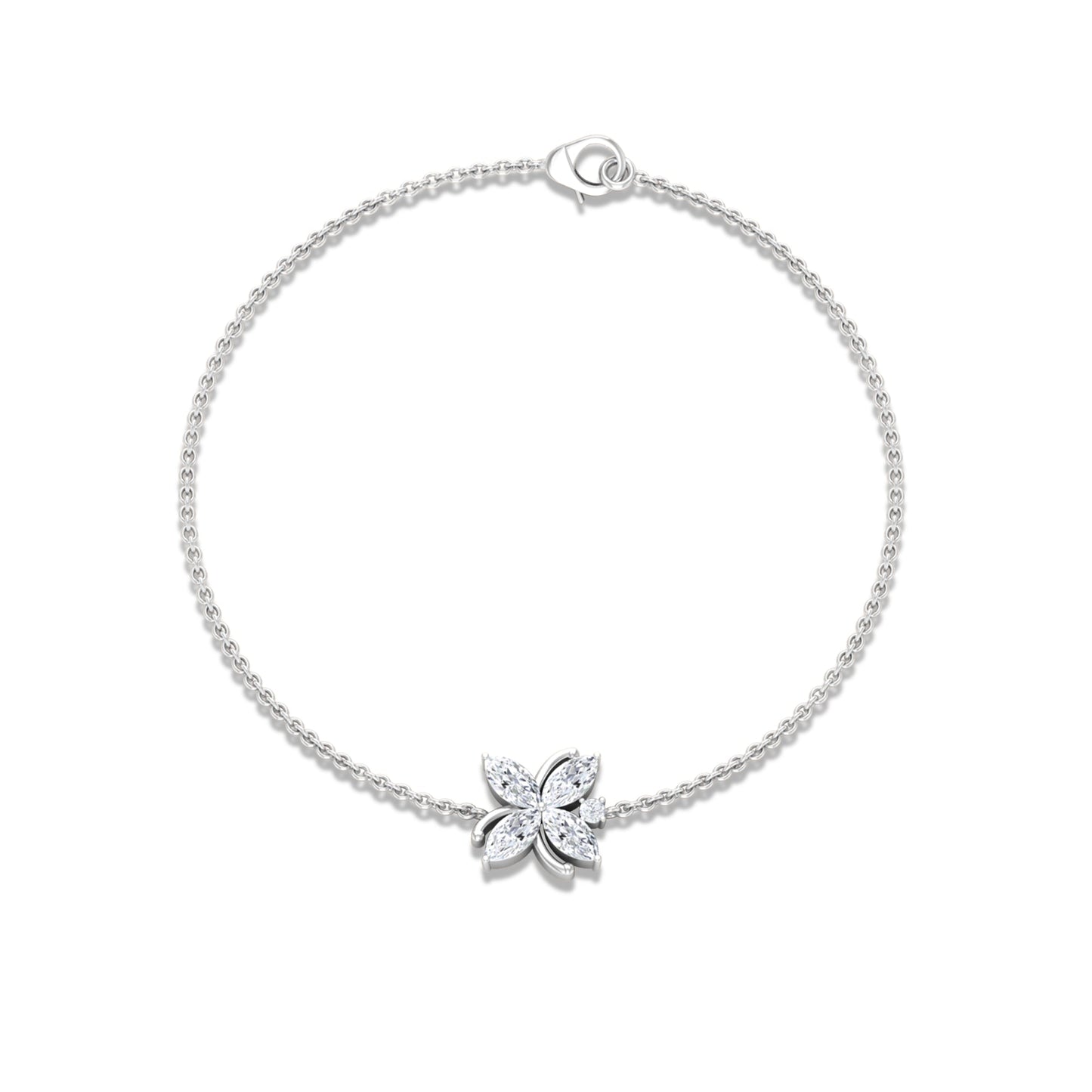 Certified Moissanite Flower Chain Bracelet for Women