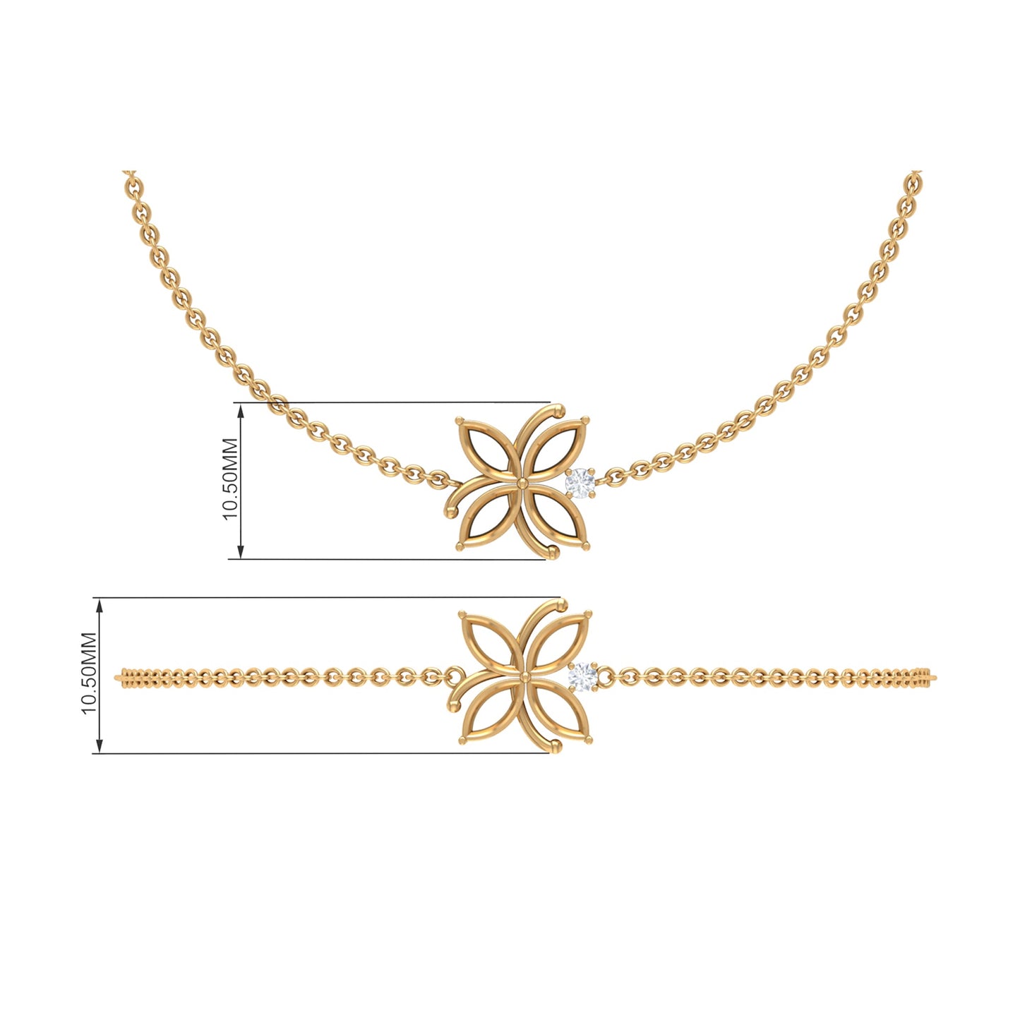 Certified Moissanite Flower Chain Bracelet for Women