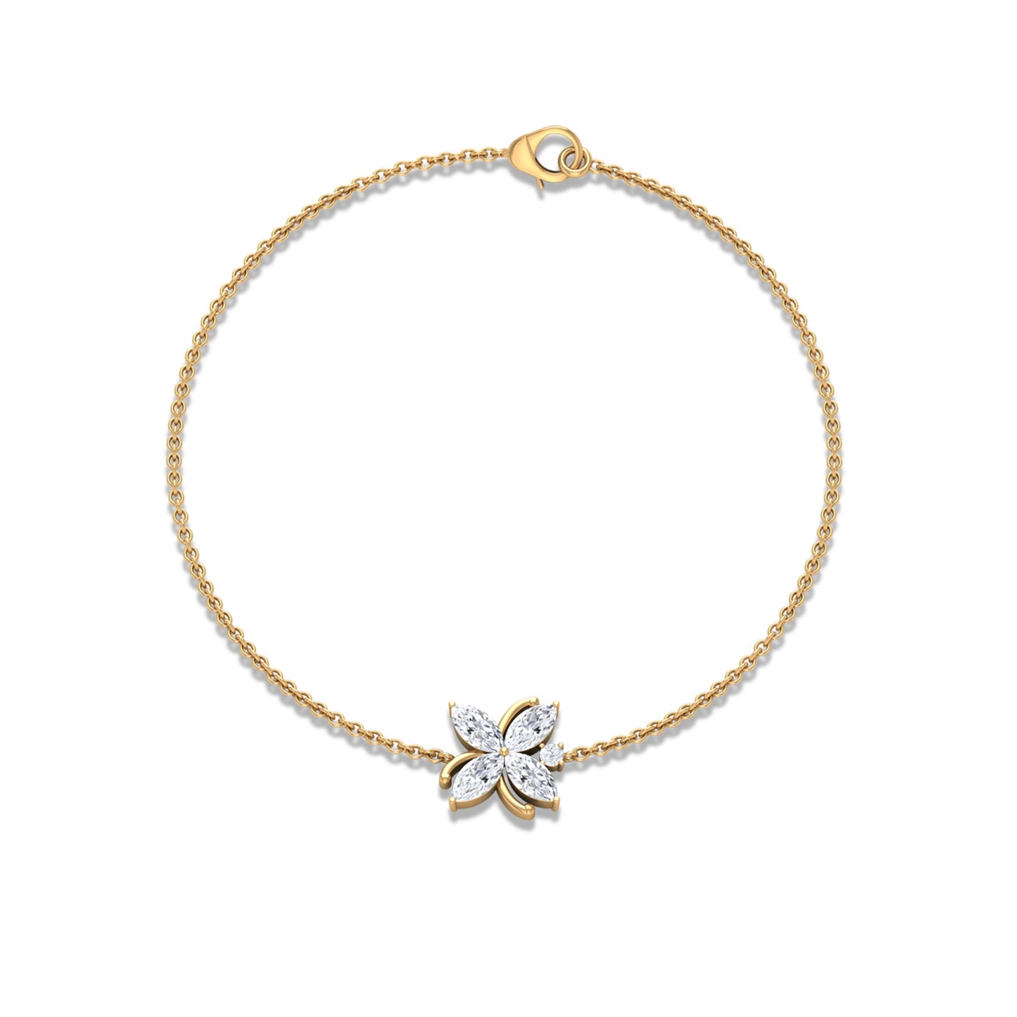 Certified Moissanite Flower Chain Bracelet for Women