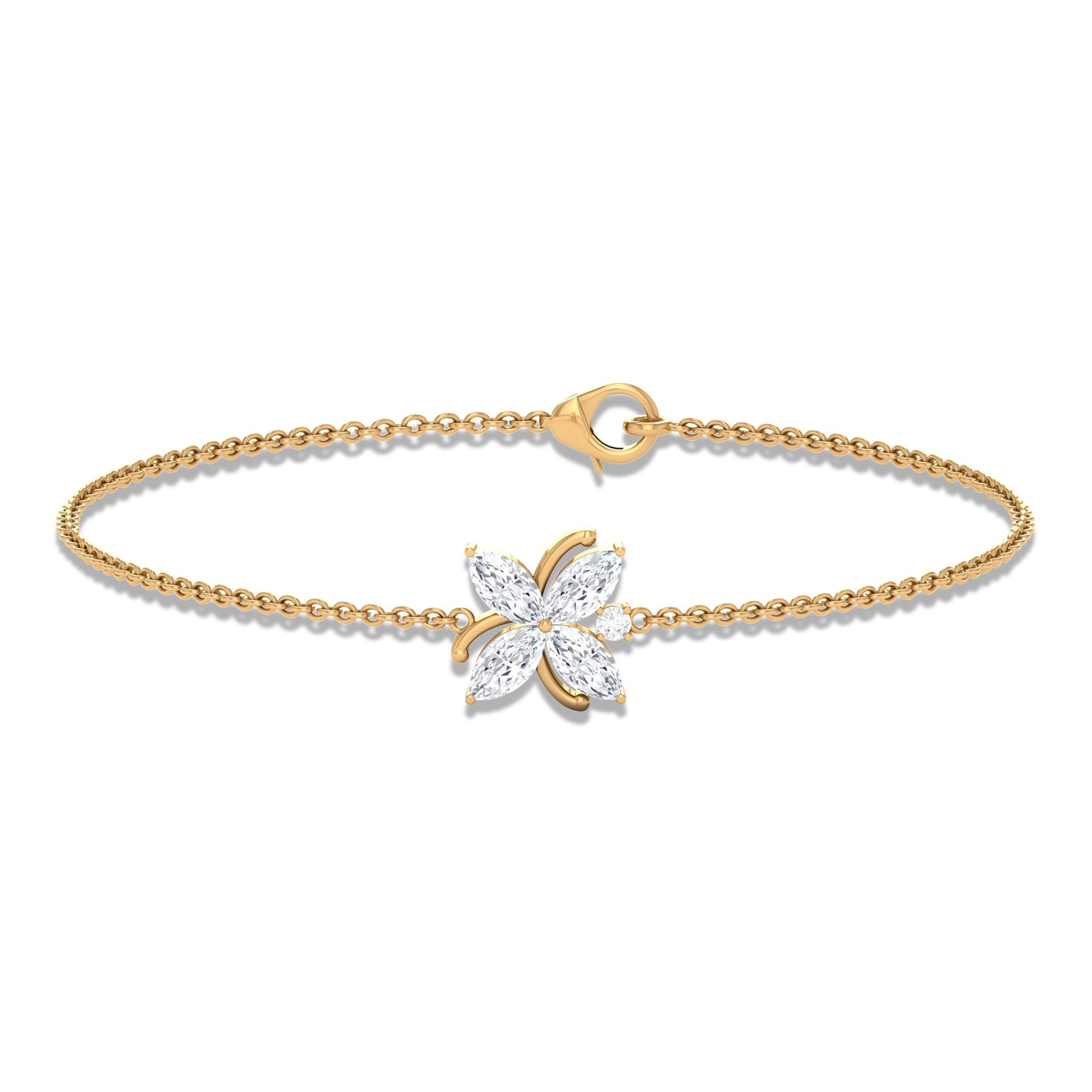 Certified Moissanite Flower Chain Bracelet for Women